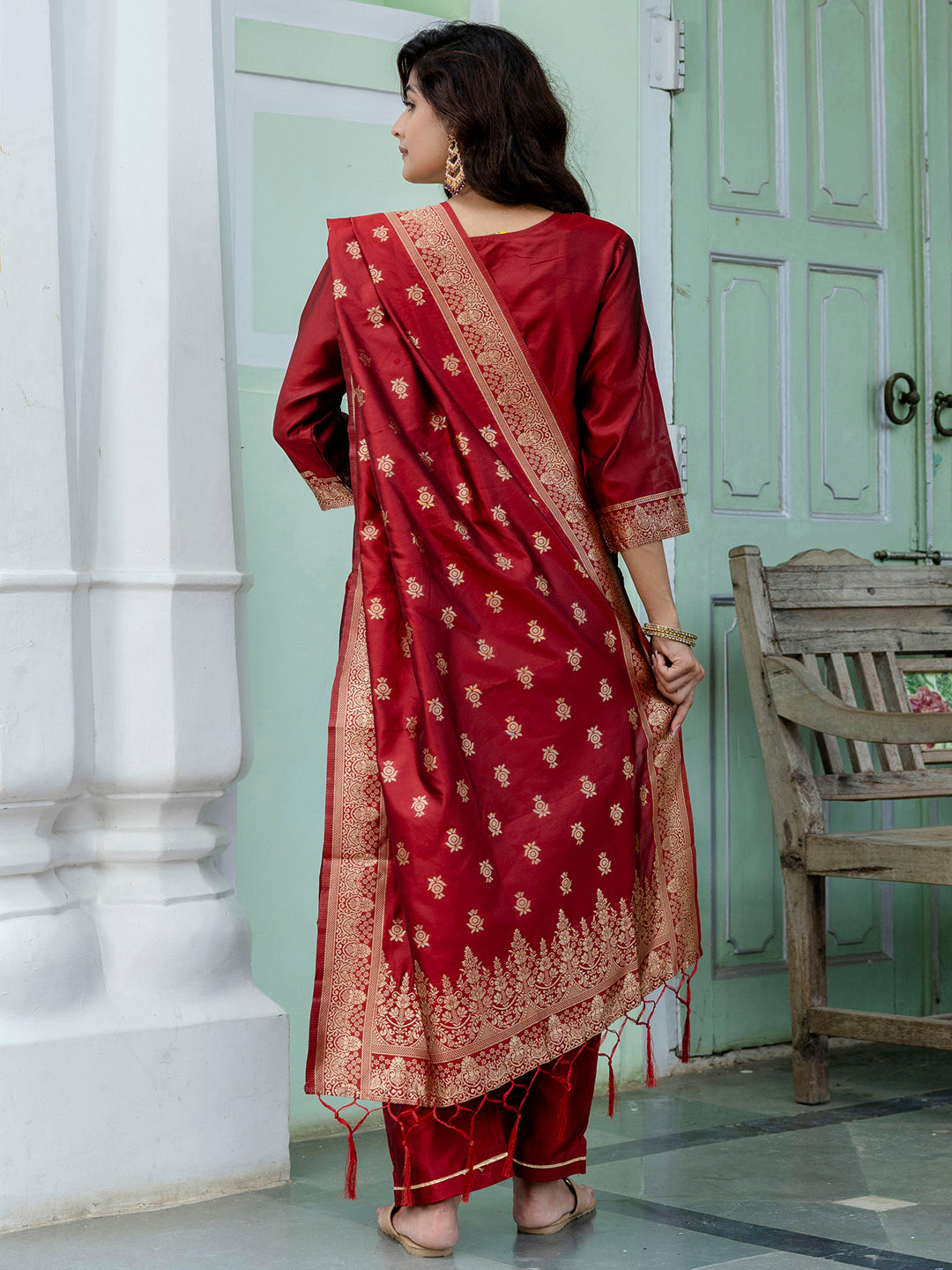 Hemavati Cotton Silk Jacquard Kurta Pant with Banarasi Dupatta – Stylish Party Wear Ethnic Ensemble for Women