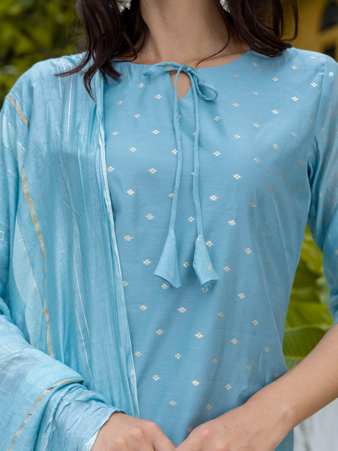 Yashika  Kurta and Trouser Duppata Set Chanderi Modal Butti