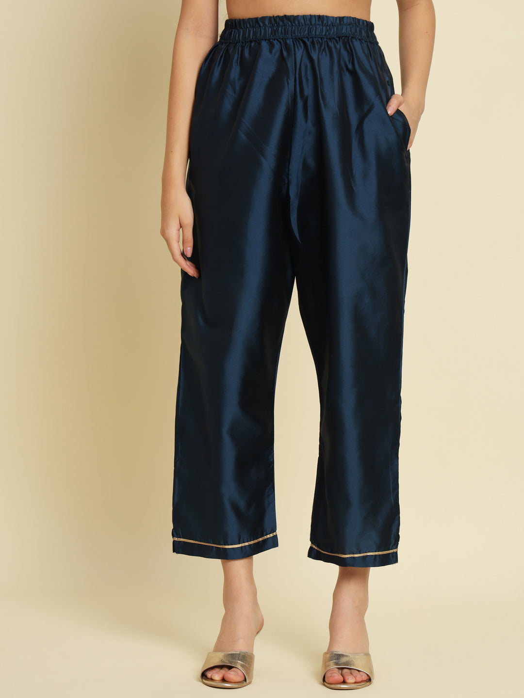 Chanda Kurta and Trousers Pant Set Heavy Zari Wok Silk Blend
