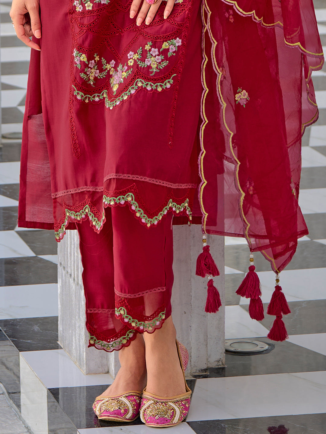 Suvasini Women Silk Blend Kurta Pant Dupatta Set