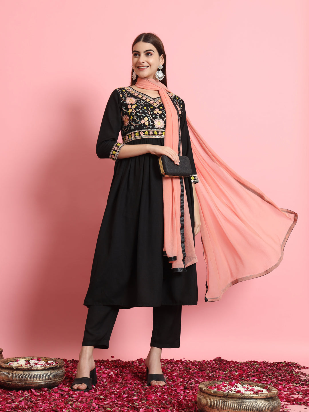 BLACK NAZNEEN FLARED SUIT SET