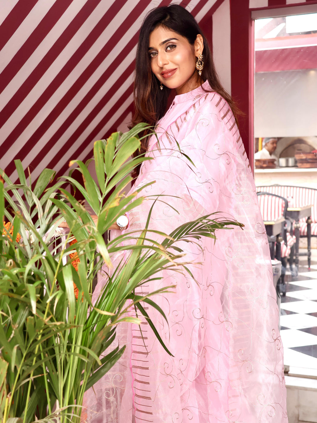 Chetna Silk Blend High Neck Kurta and Trousers Pant Set