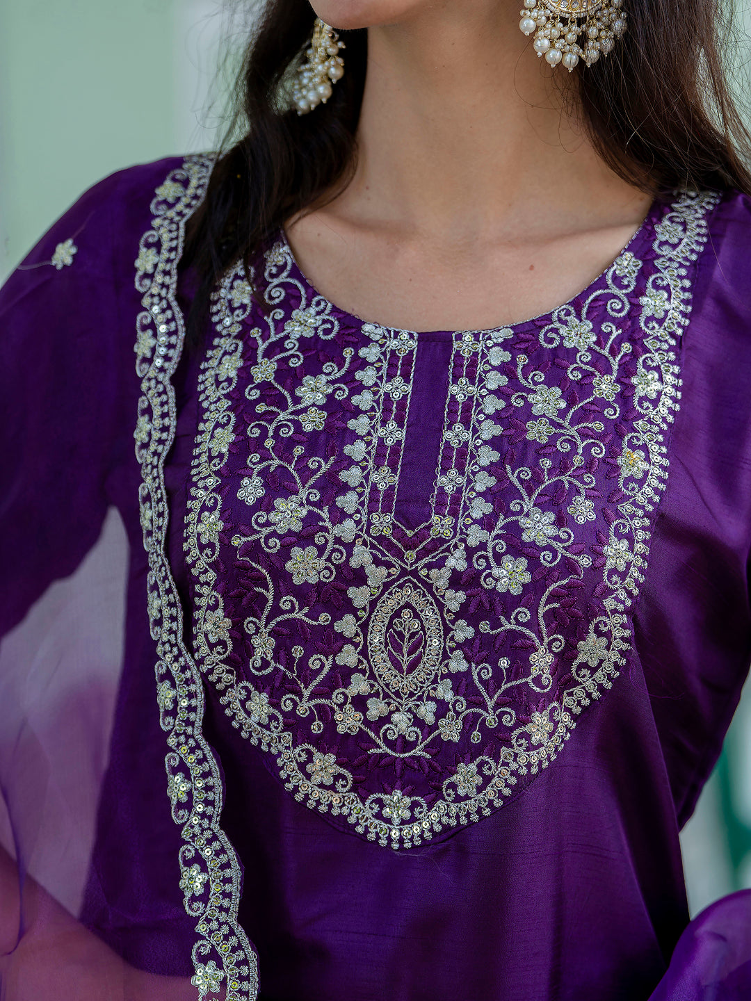 Dhara Silk Blend Embroidered Kurta Set with Dupatta