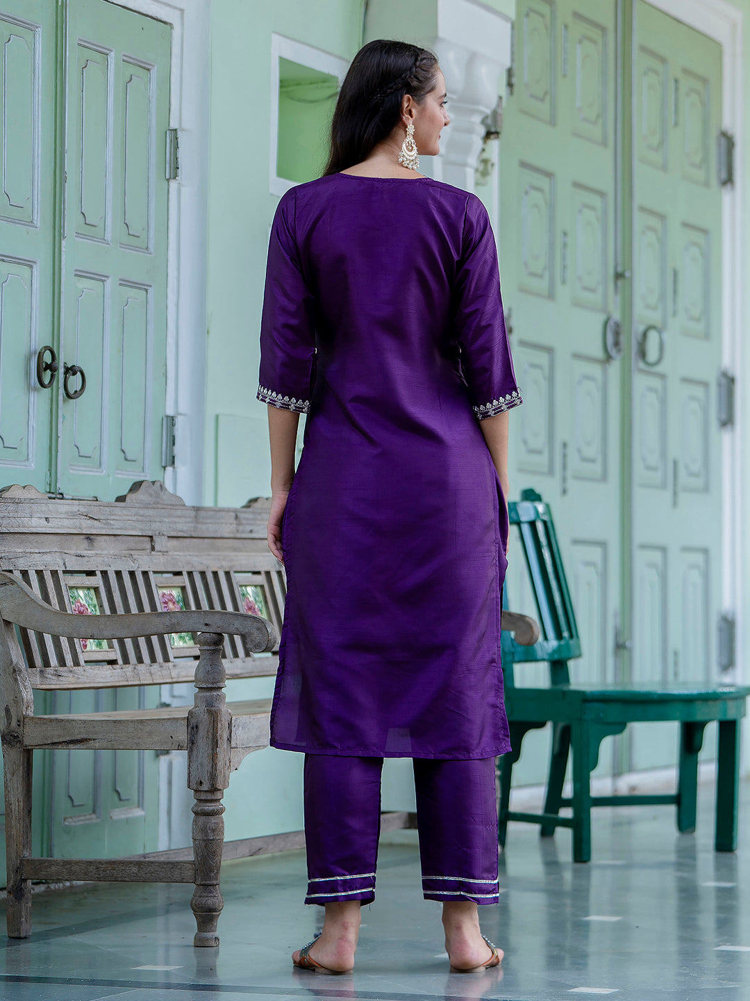 Dhara Silk Blend Embroidered Kurta Set with Dupatta