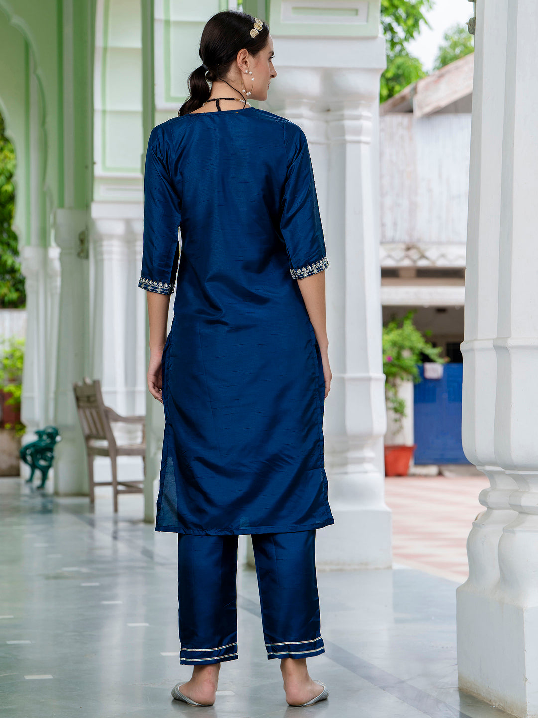 Bisakha Silk Blend Embroidered Kurta Set with Dupatta