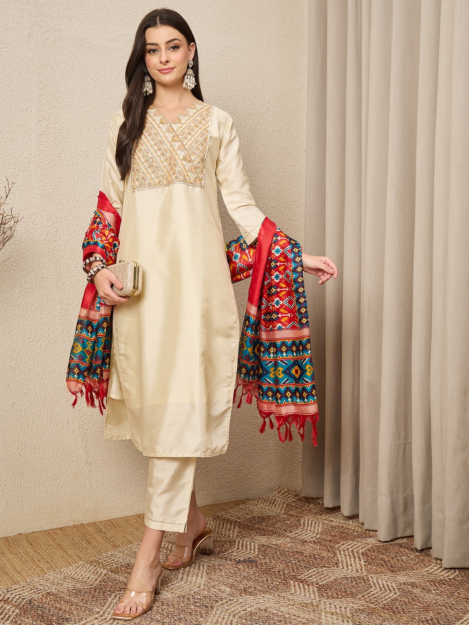 Rangtarang beige Women Kurta and Trousers Pant Set