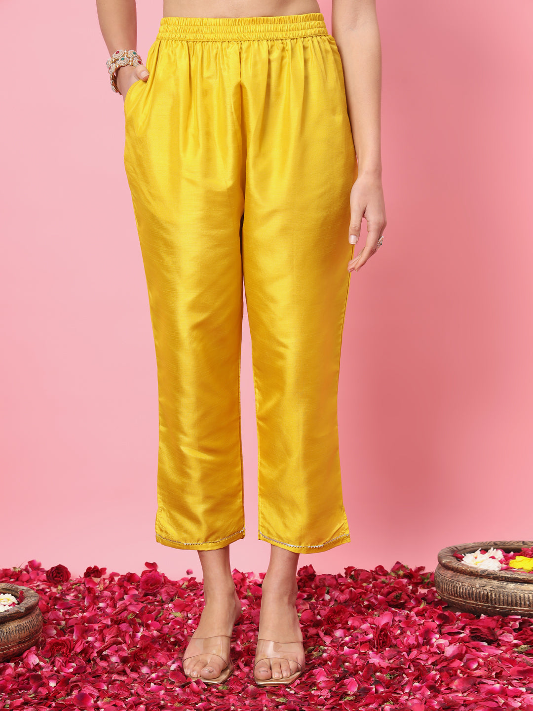 Zansi  Women Kurta and Trousers Pant Set Silk Blend