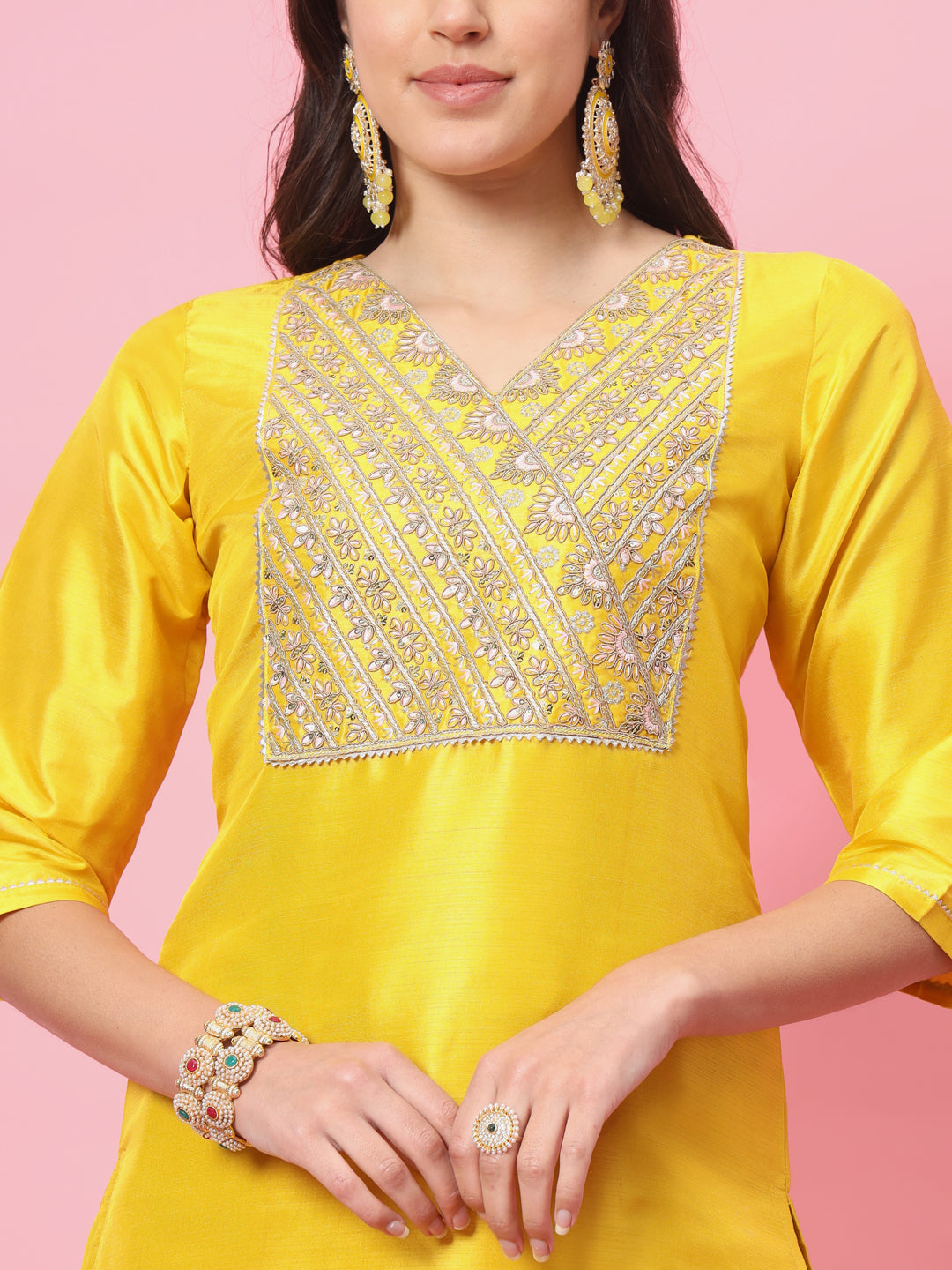 Zansi  Women Kurta and Trousers Pant Set Silk Blend