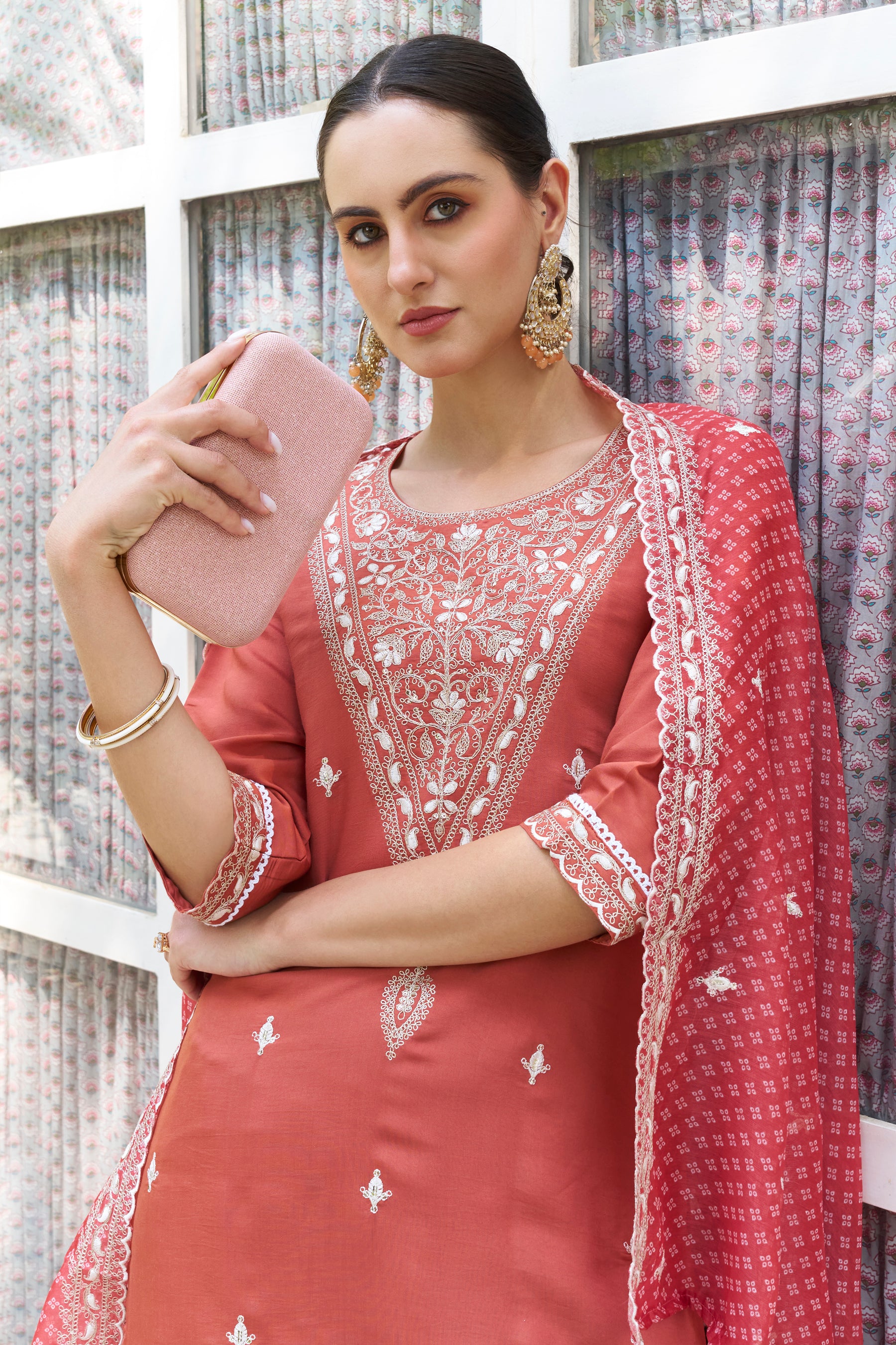 Chandrika Embroidered Silk Blend Straight Suit With Dupatta