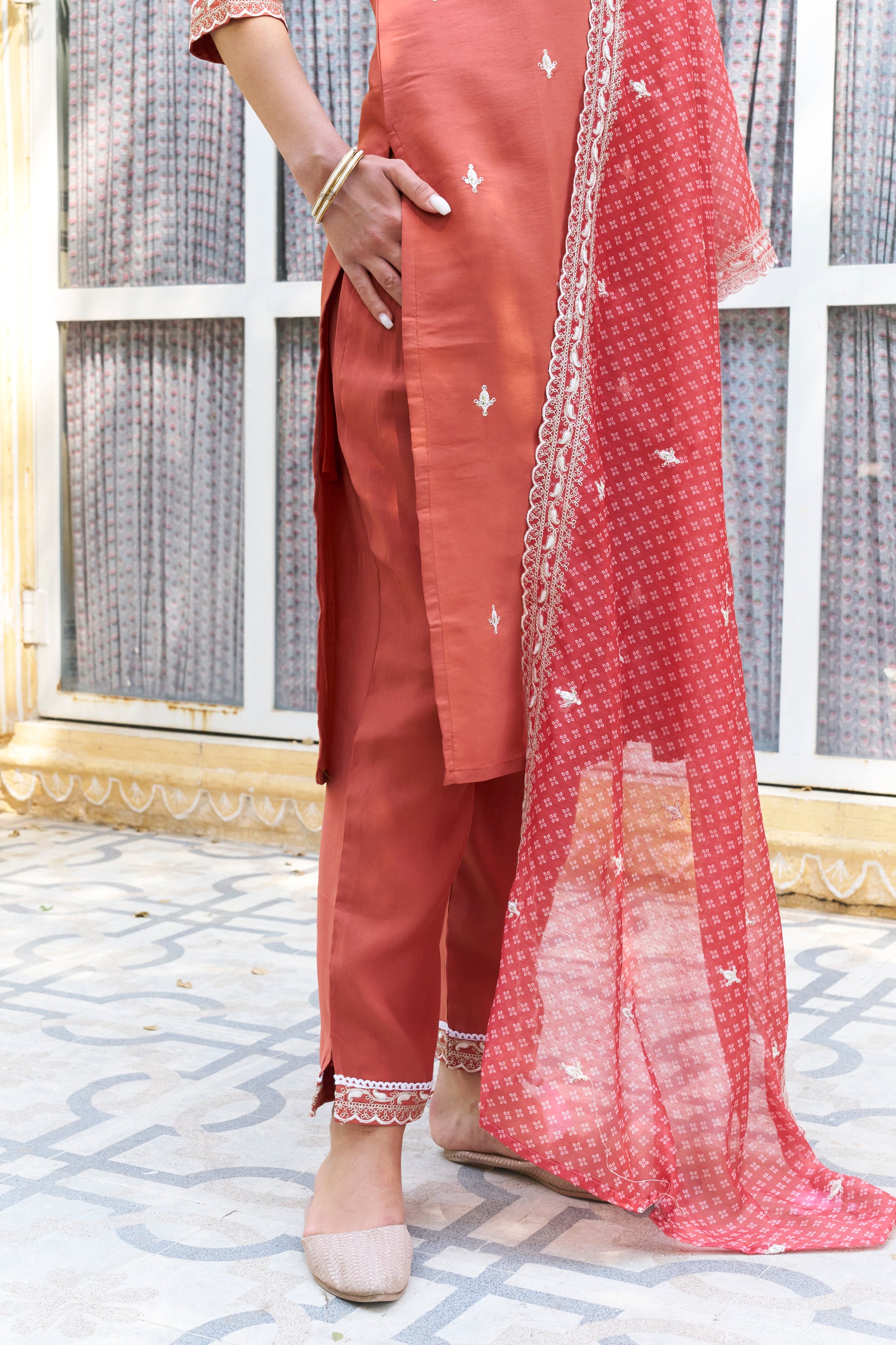 Chandrika Embroidered Silk Blend Straight Suit With Dupatta