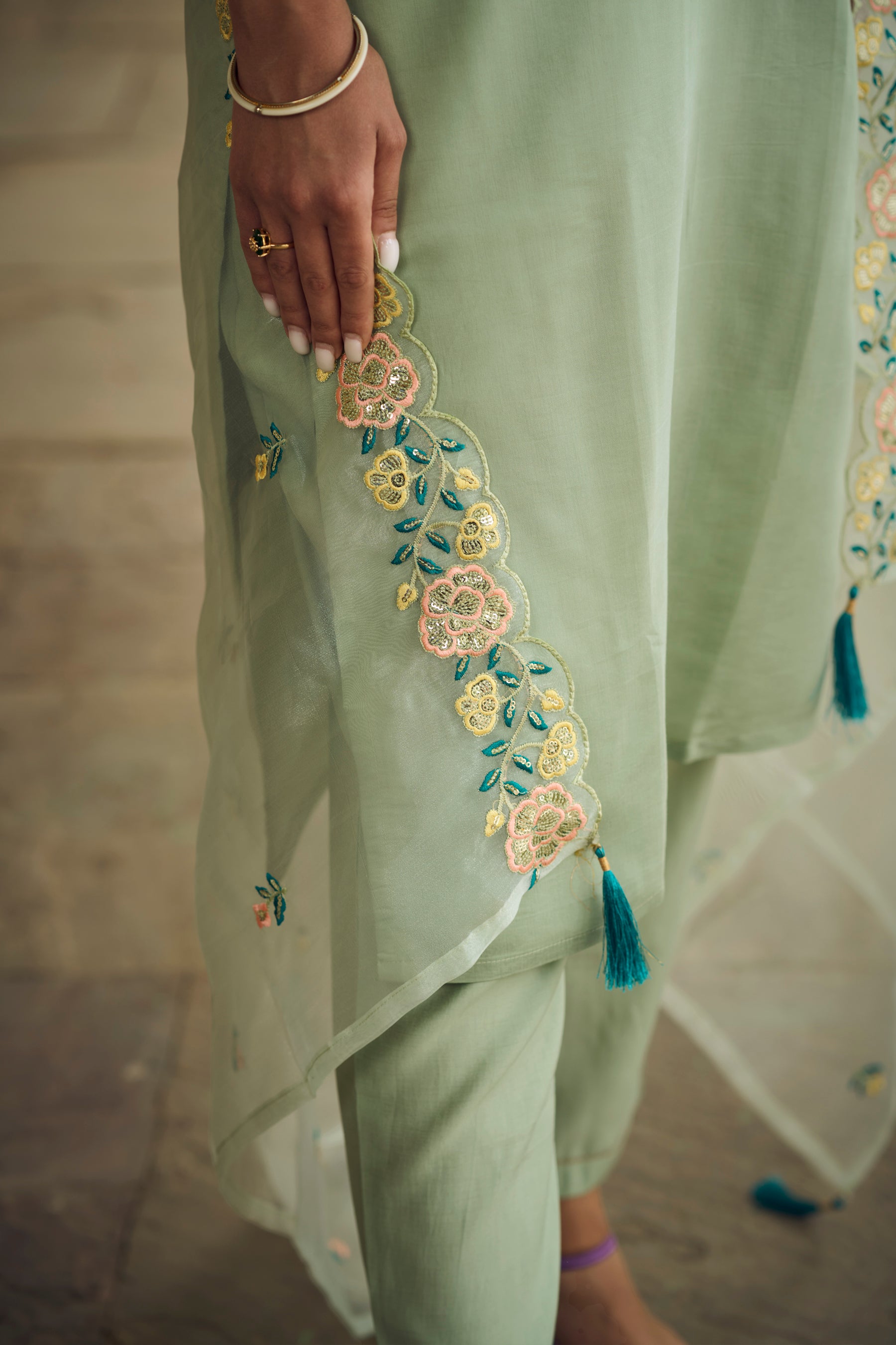 Sanskriti Women Kurta and Pant Sets Viscos Roman Silk Fabric