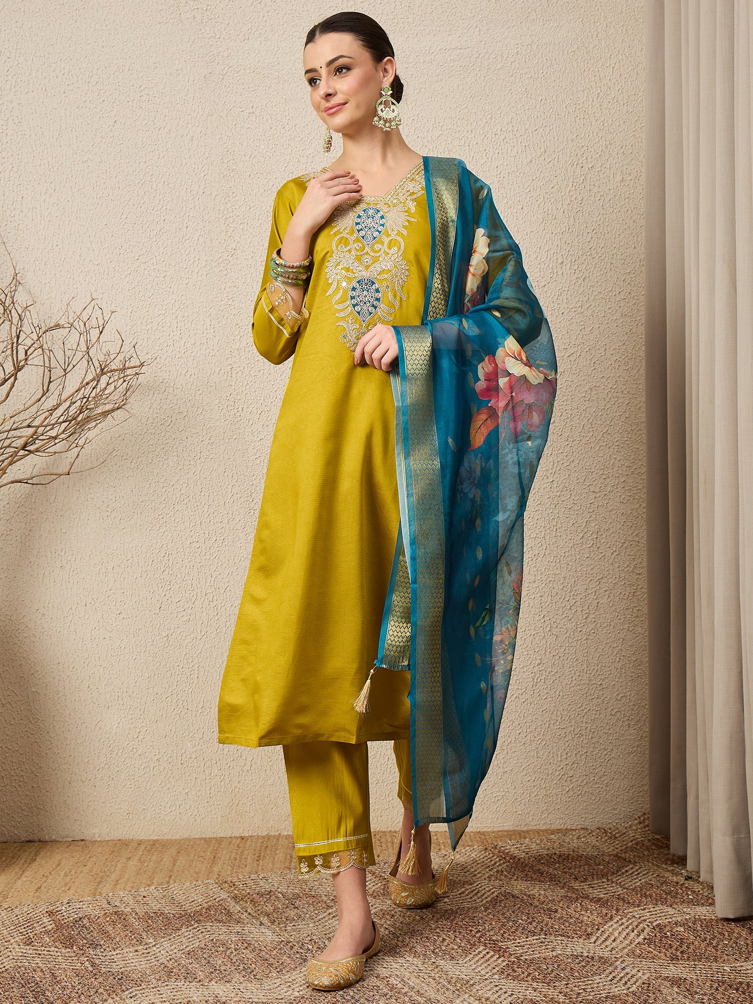 Gunjan Lemon Women Viscose Rayon suit Set
