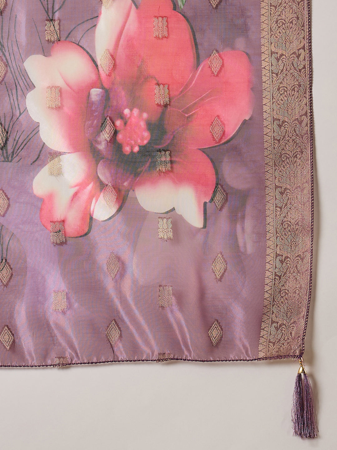 Braahmi Lavender Embroidery Straight Kurta Pant with Dupatta Suits