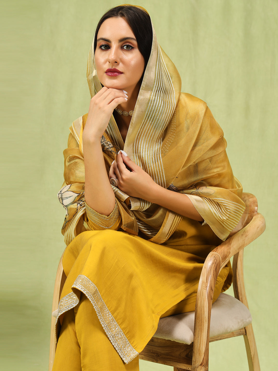 Bharthi Womenβs Viscose Roman Silk Embroidery Straight Kurta Pant with Dupatta Set