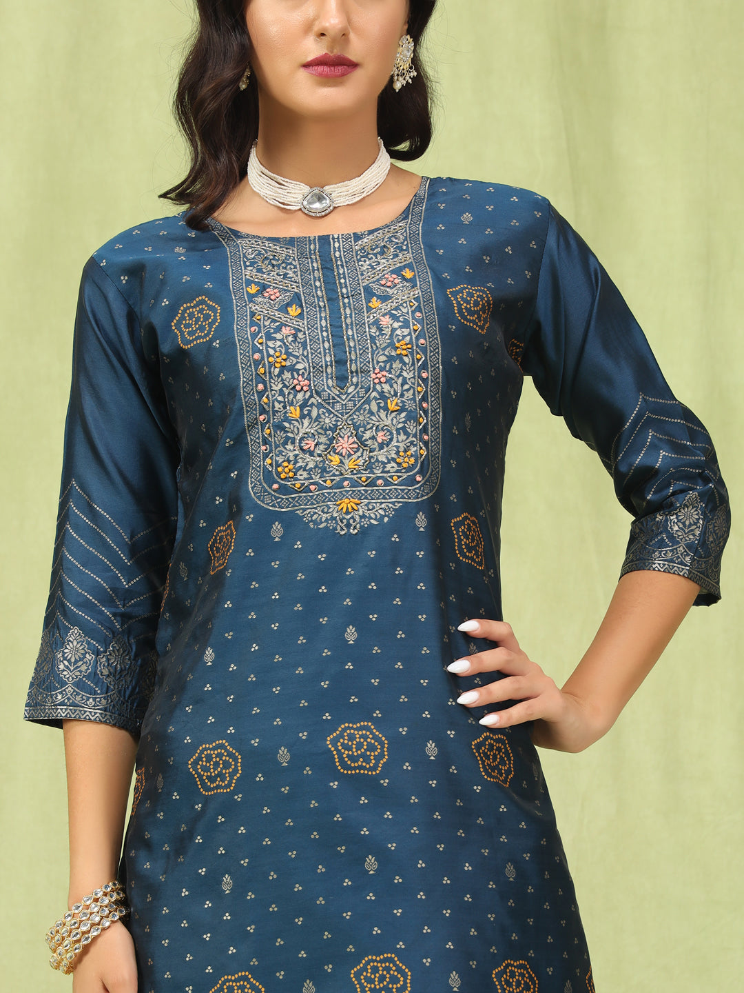 Komal Women Cotton Silk Blend Kurta and Pant Sets with Handwork and Dupatta