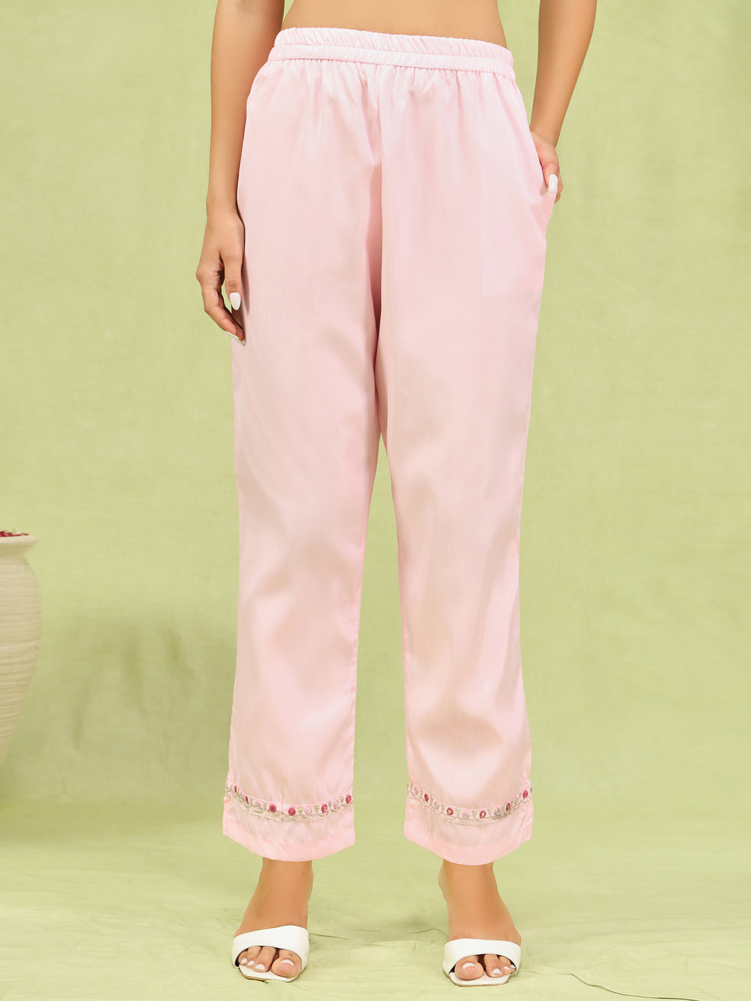 Bhanita  Women Kurta and Trousers Pant Set Silk Blend