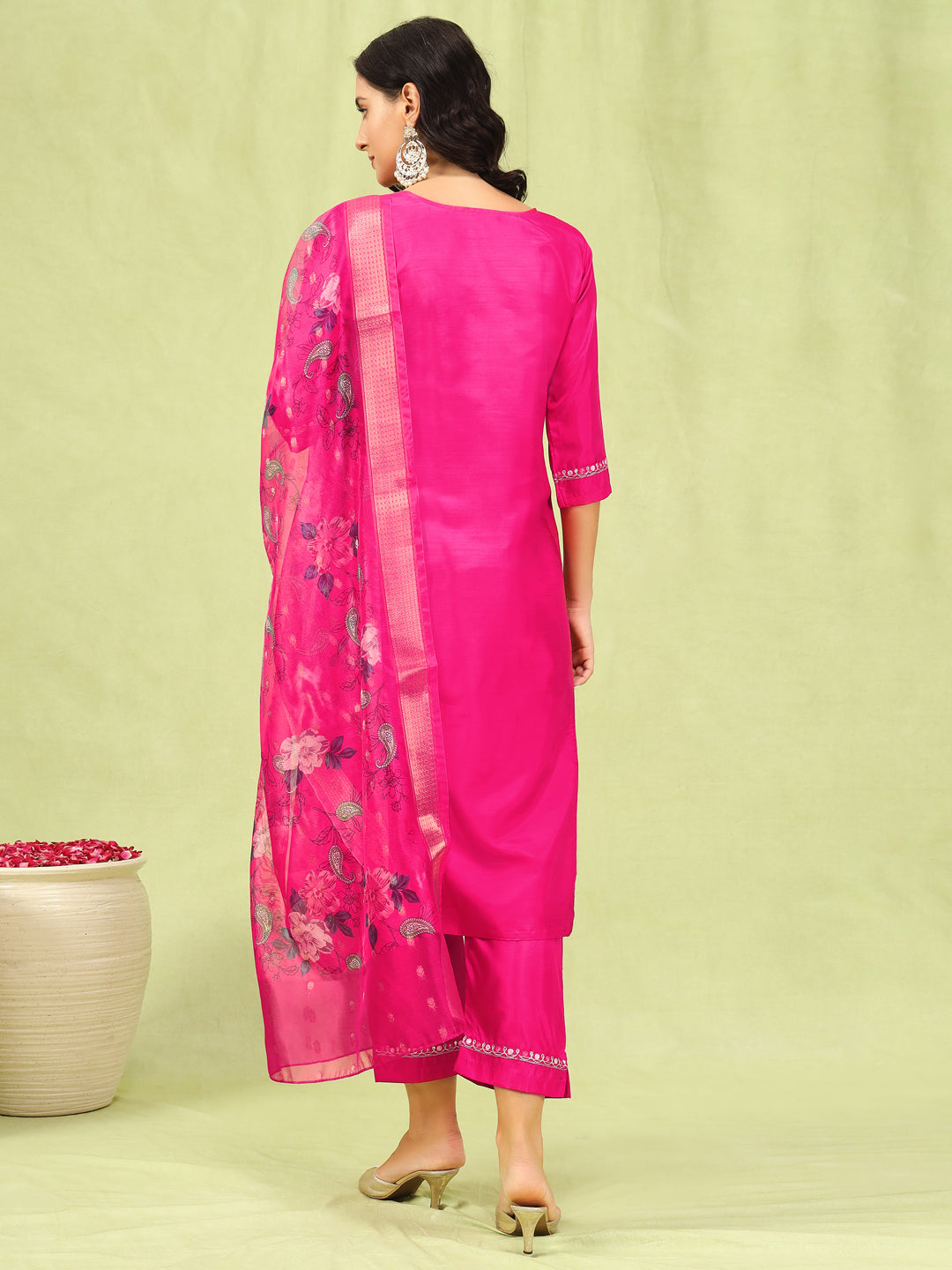 Chhaya Women Kurta and Trousers Pant Set Silk Blend
