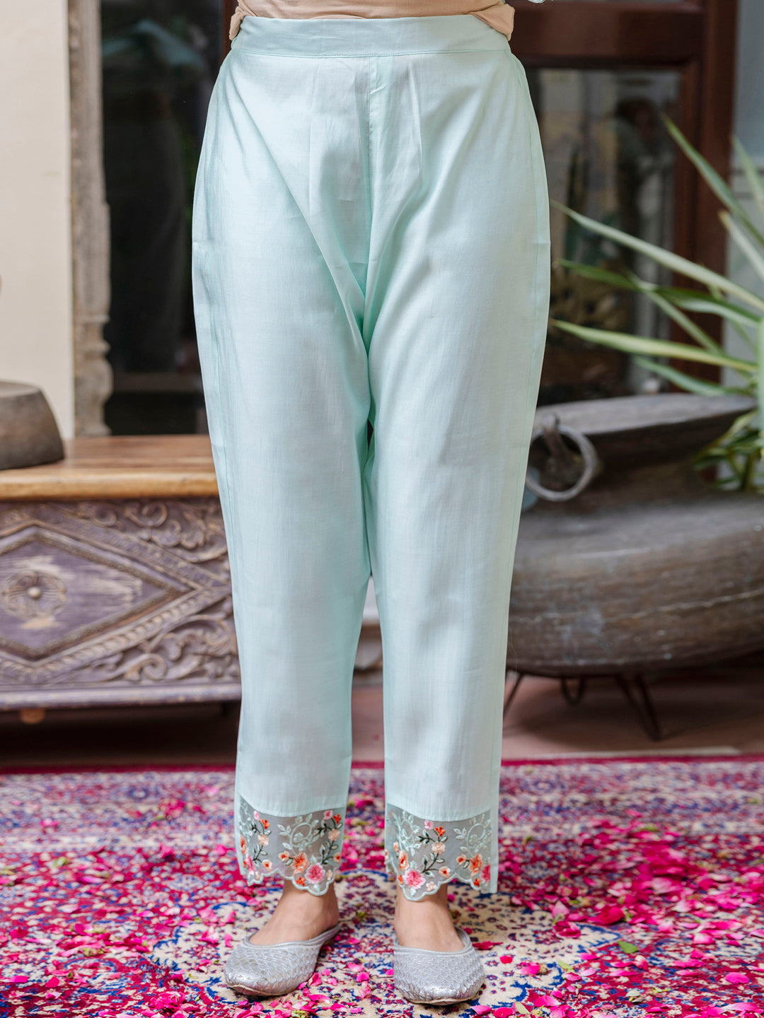 Aumrika Women Kurta and Pant Sets Viscose Roman Silk Fabric