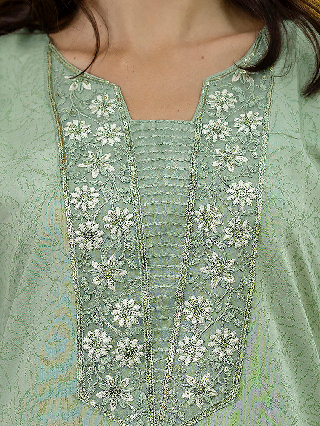 Meenakshi Women Silk Blend Kurta Pant Dupatta Set