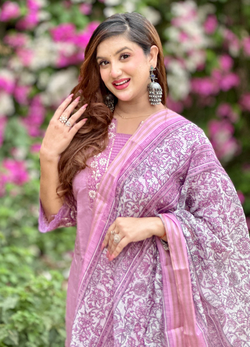 Lavanya Women's Embroidered Silk Blend Calf Length Straight Kurta Trouser with Dupatta Set