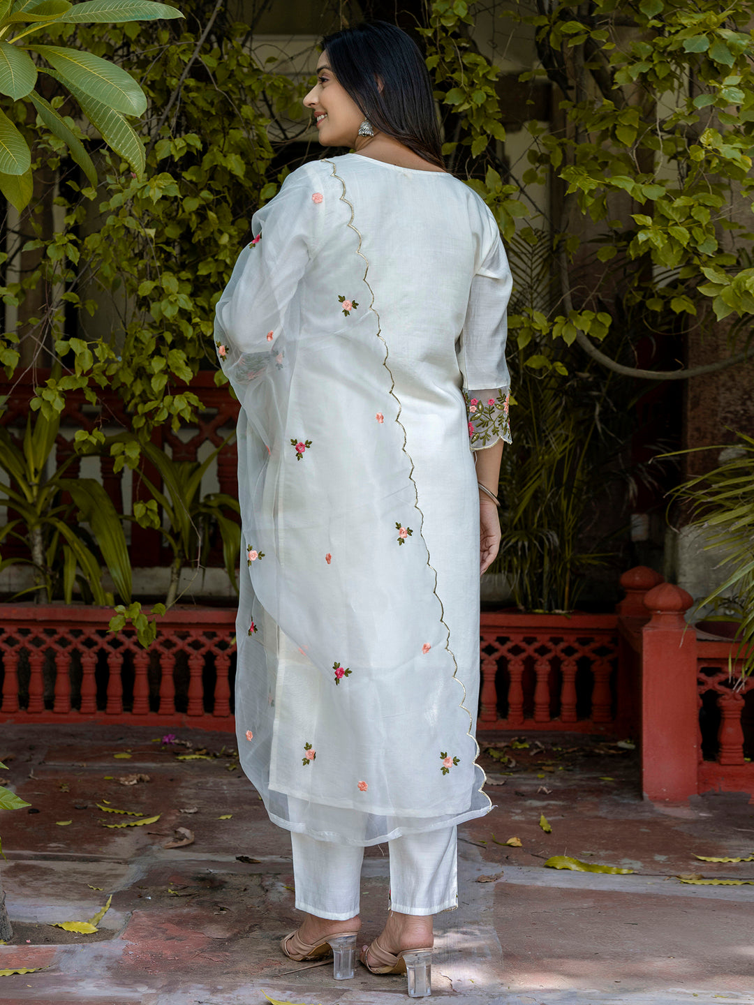 Rukmini Women Silk Blend Kurta Pant Dupatta Set