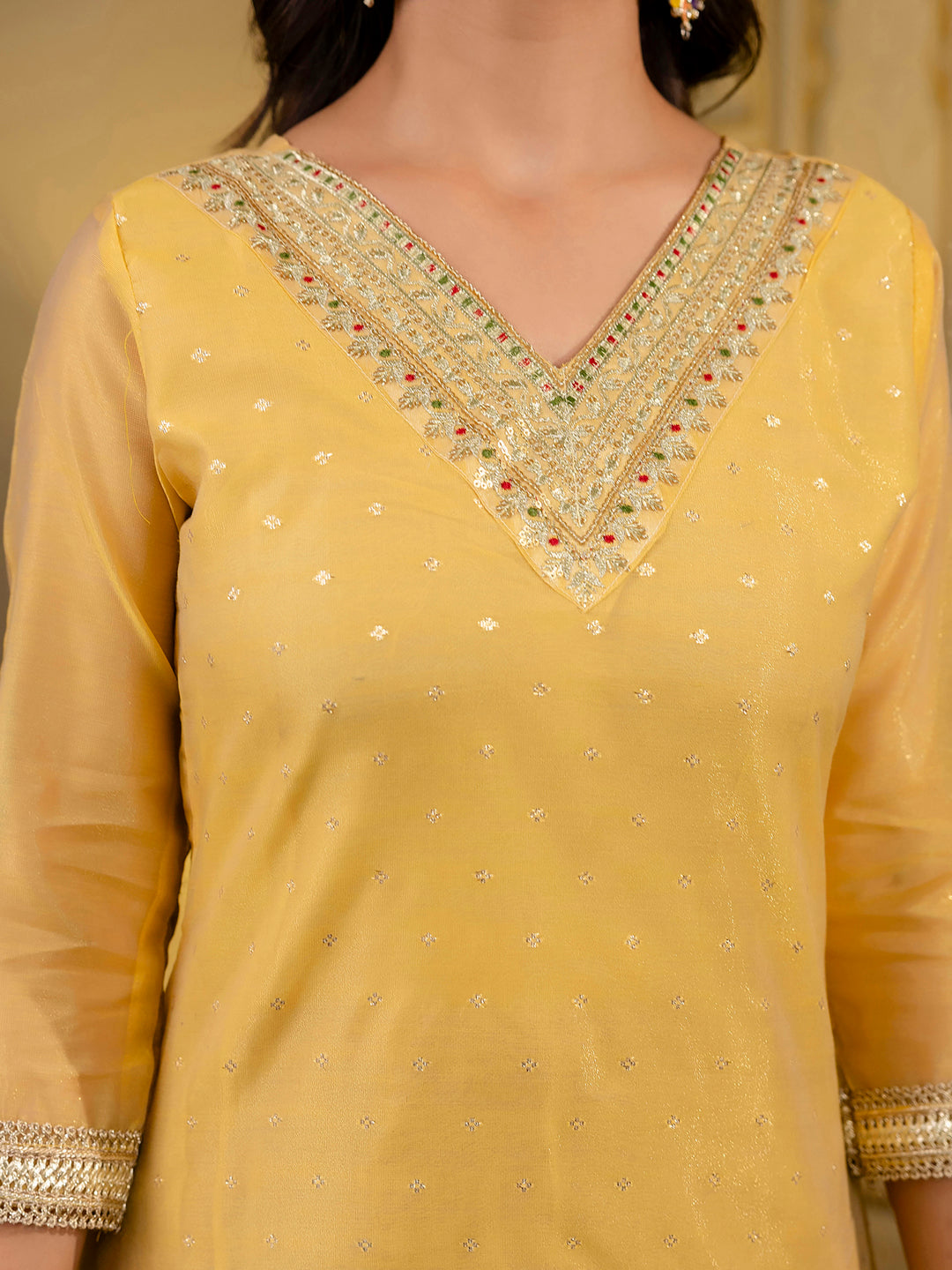 Surya Women Embroidered Silk Blend Straight Kurta