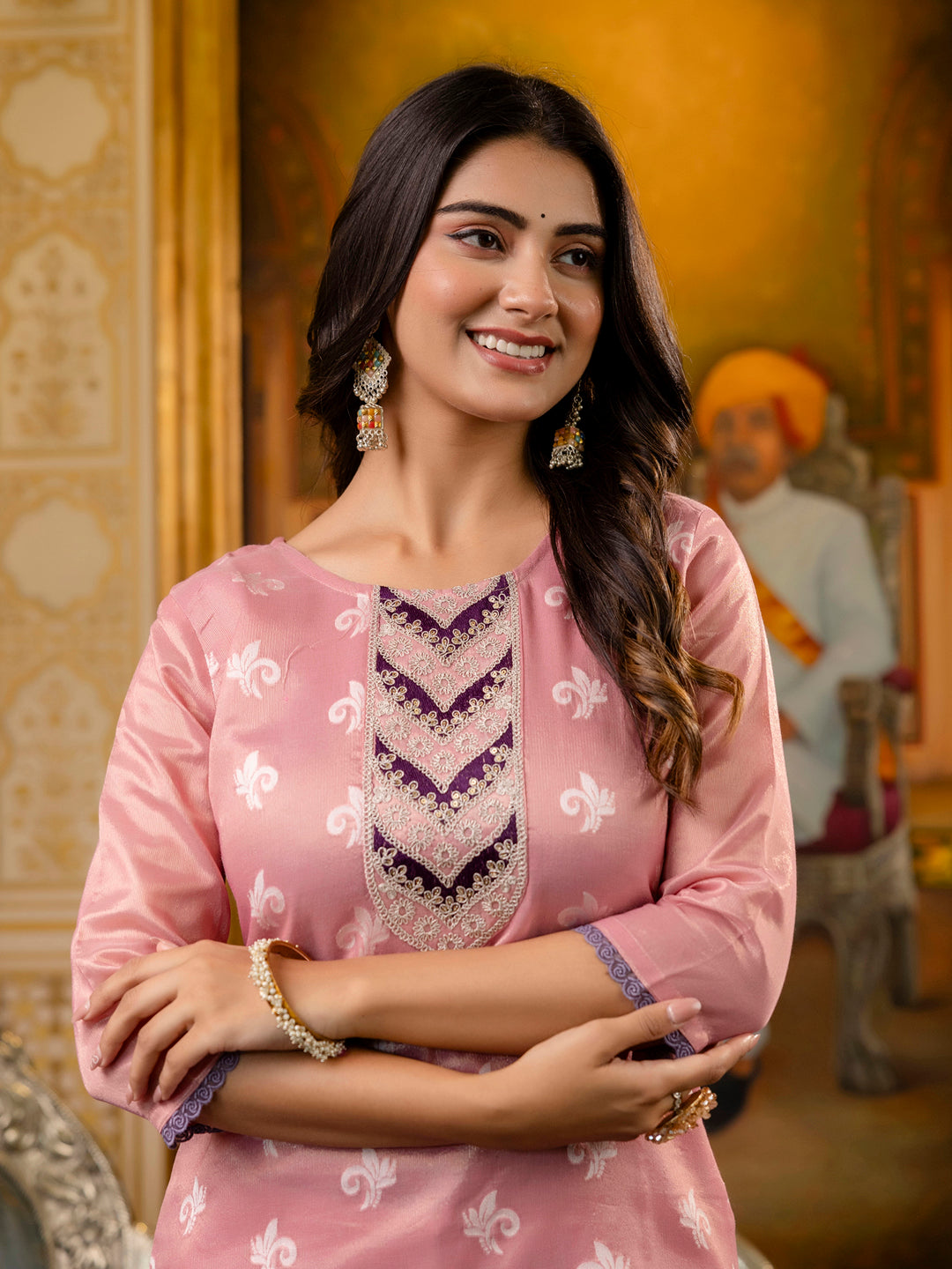 Shailee  Women Embroidered Silk Blend Straight Kurta