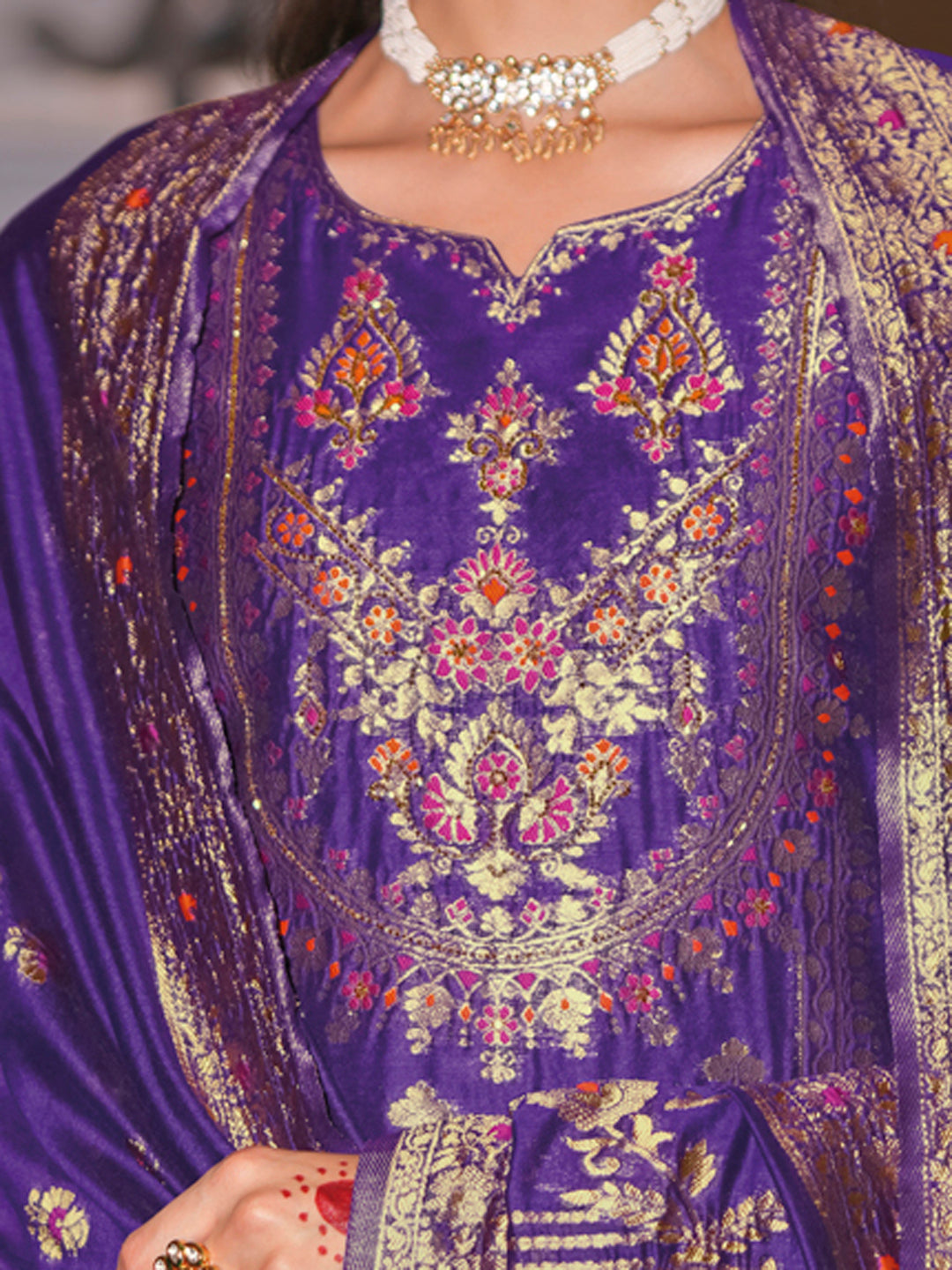 Shalini Women Silk Blend Kurta Pant Dupatta Set