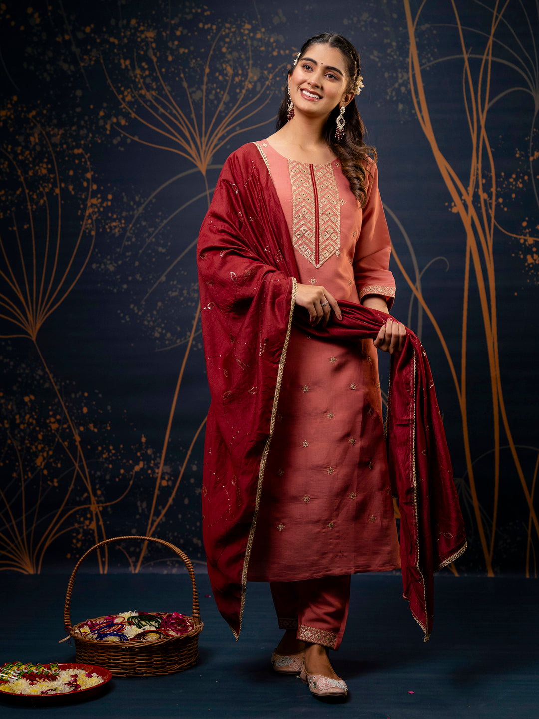 Narya Women Kurta and Pant Sets Silk Blend Fabric