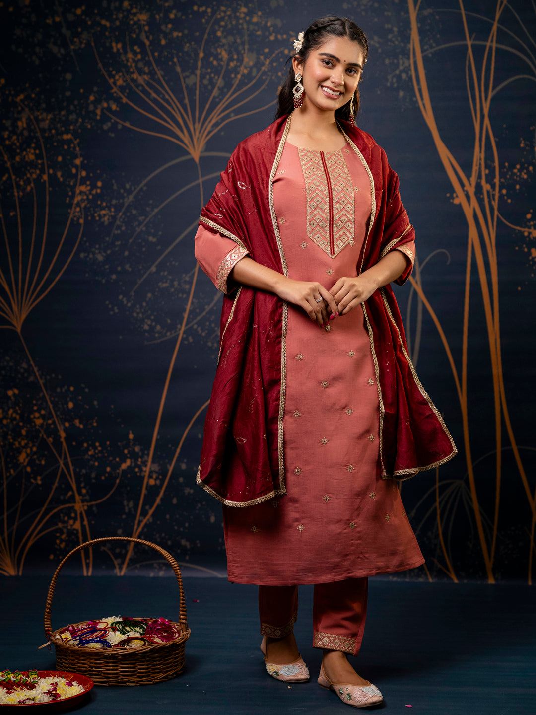 Narya Women Kurta and Pant Sets Silk Blend Fabric
