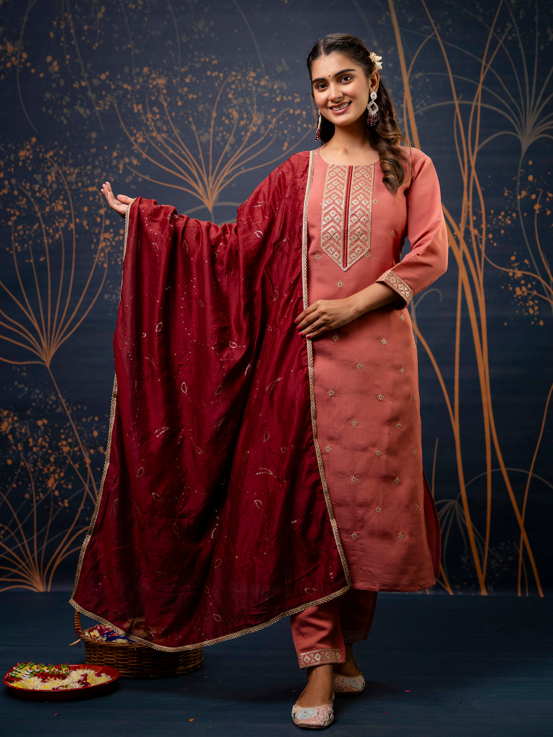 Narya Women Kurta and Pant Sets Silk Blend Fabric