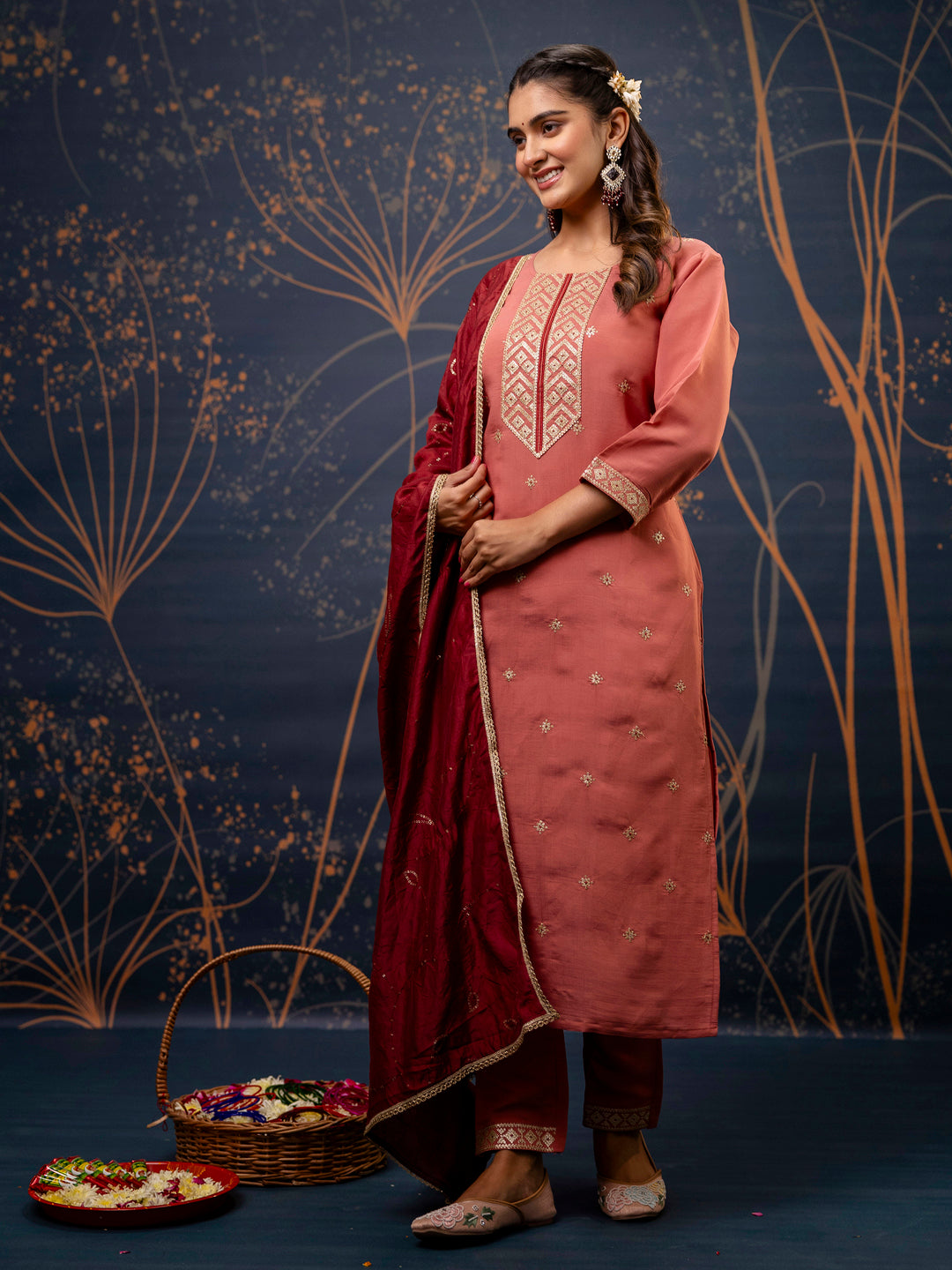 Narya Women Kurta and Pant Sets Silk Blend Fabric