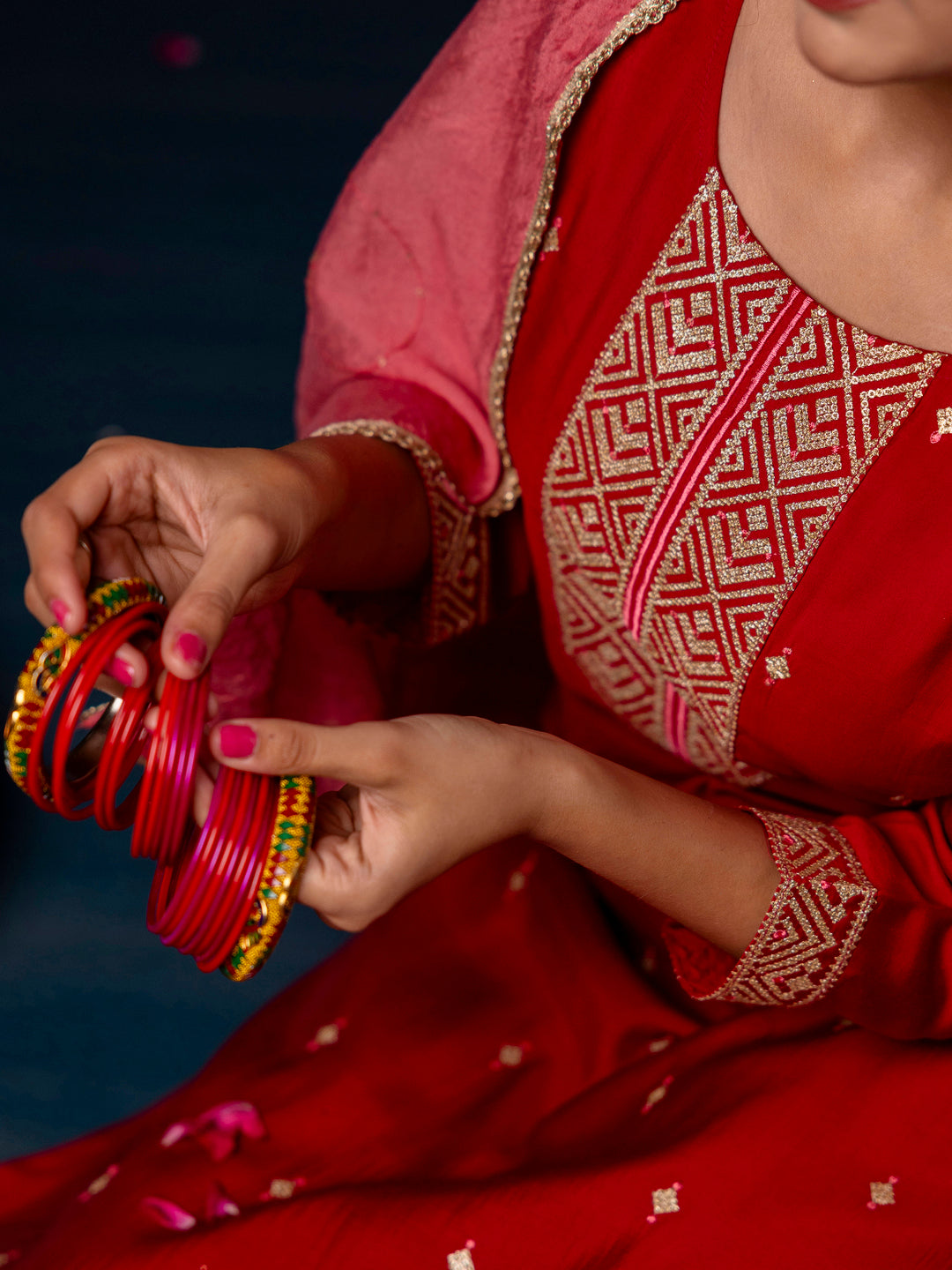 Parimala Women Kurta and Pant Sets Silk Blend Fabric