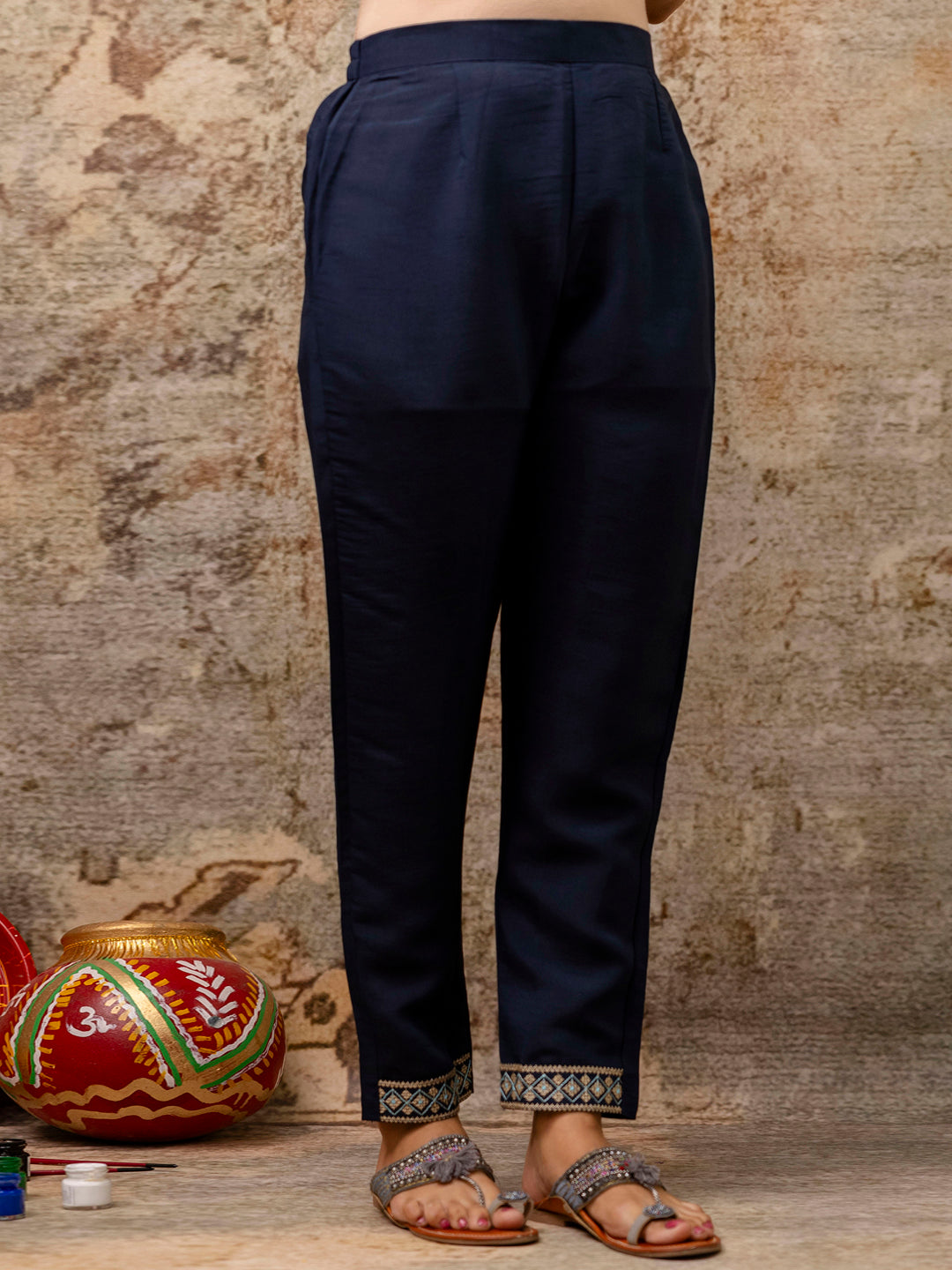 Pragati  Women Kurta and Pant Sets Silk Blend Fabric