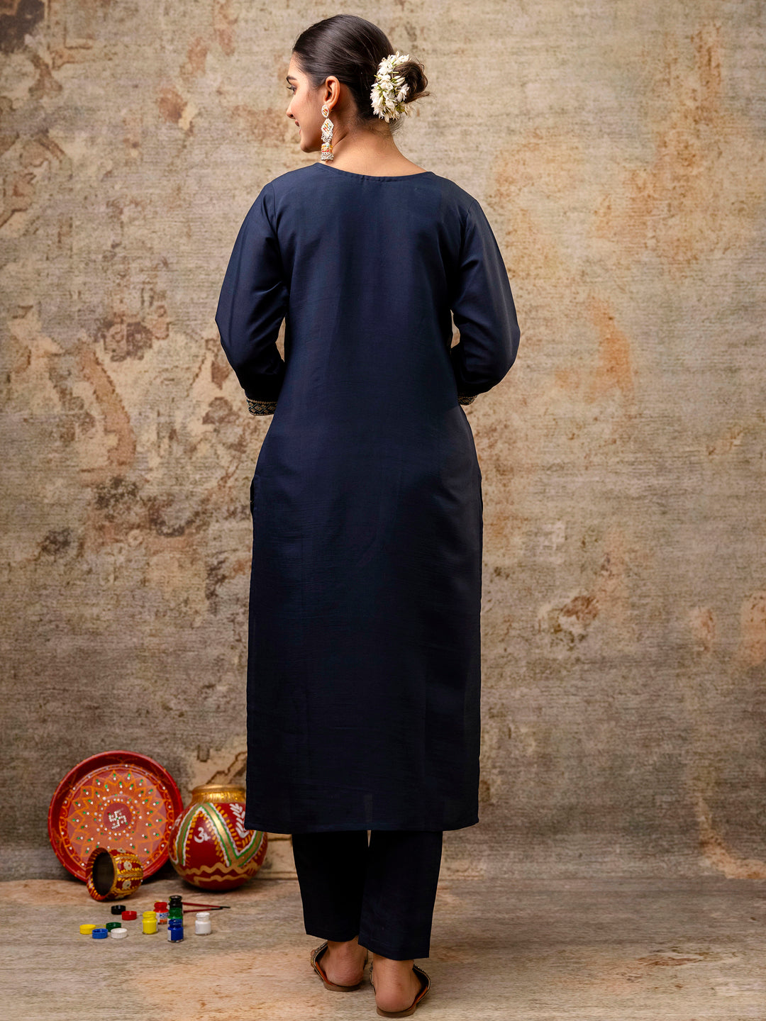 Pragati  Women Kurta and Pant Sets Silk Blend Fabric