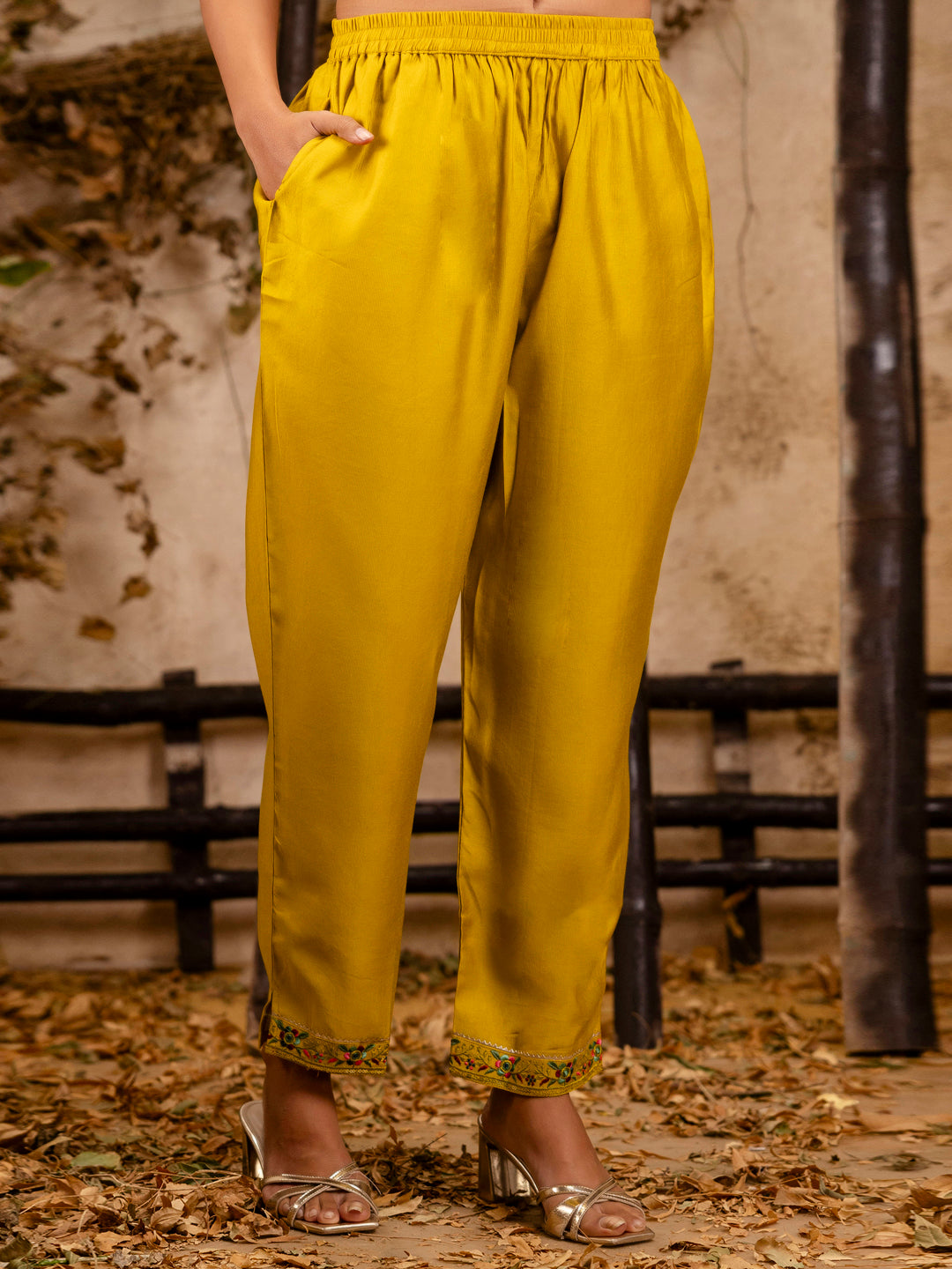 Pavika Women's Embroidered Viscose Rayon Calf Length Straight Kurta Trouser with Dupatta Set