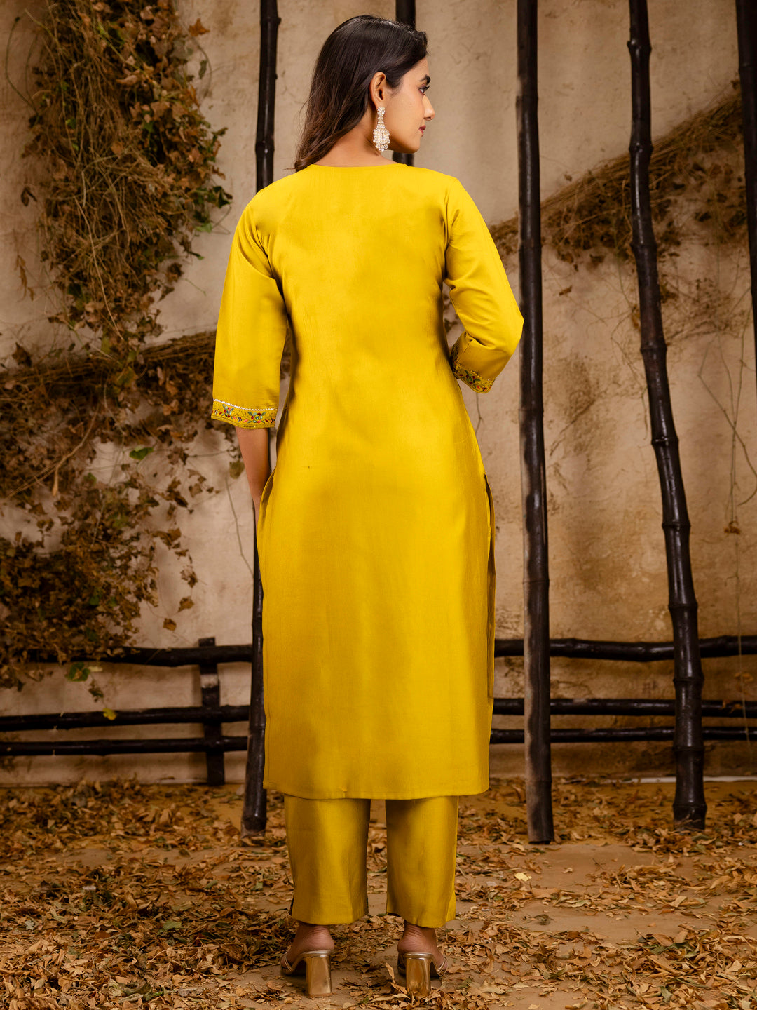 Pavika Women's Embroidered Viscose Rayon Calf Length Straight Kurta Trouser with Dupatta Set