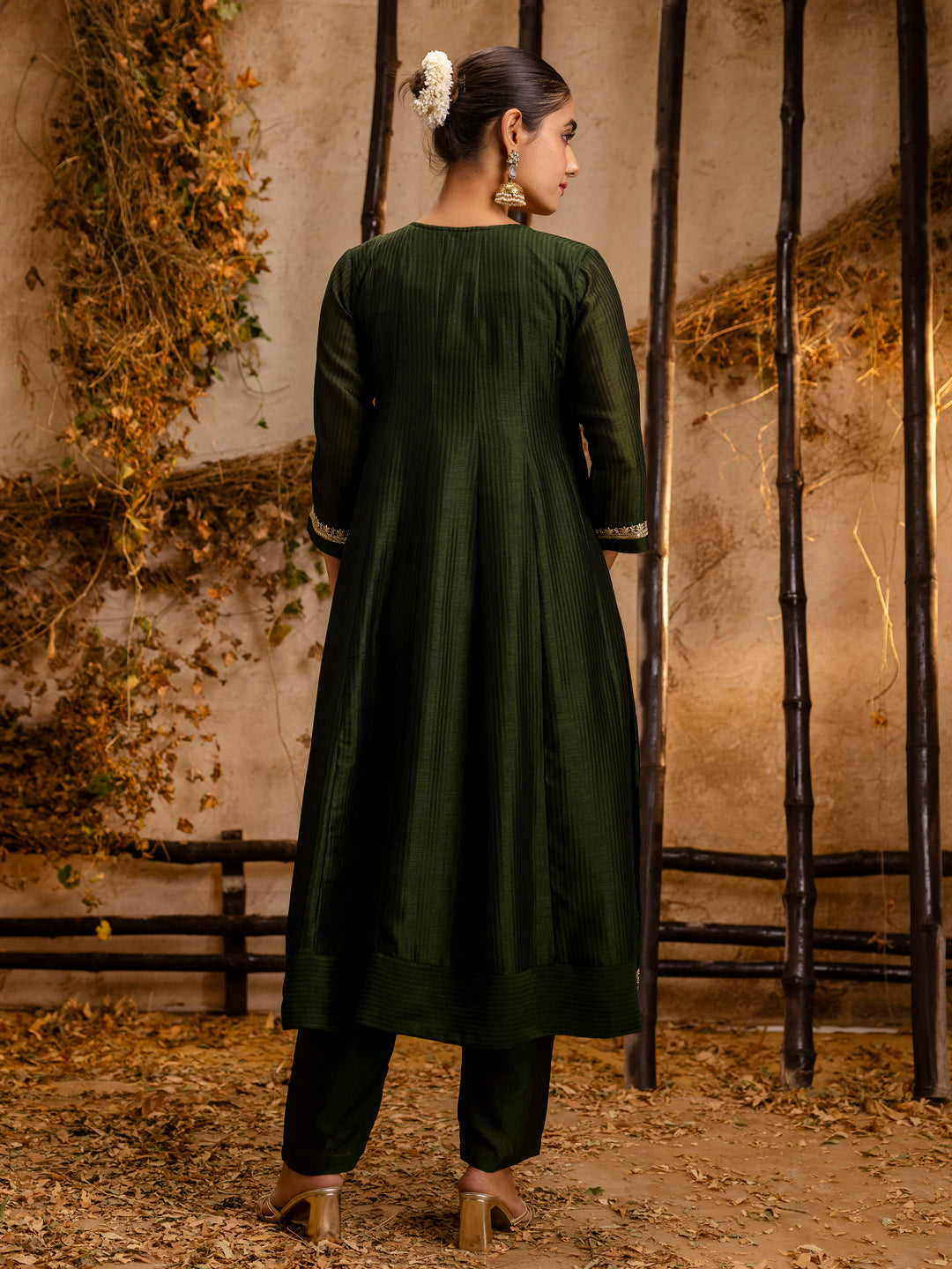 Mahima Women's Embroidered Silk Blend Anarkali Kurta Pant With Dupatta Set