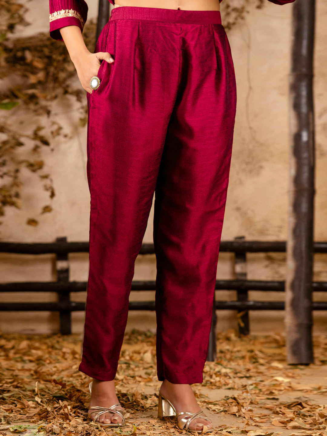 Priyadarshini Women's Embroidered Silk Blend Anarkali Kurta Pant With Dupatta Set