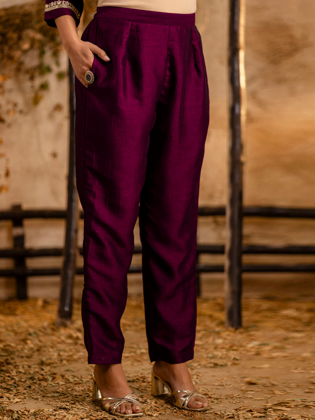 Swapna Women's Embroidered Silk Blend Anarkali Kurta Pant With Dupatta Set