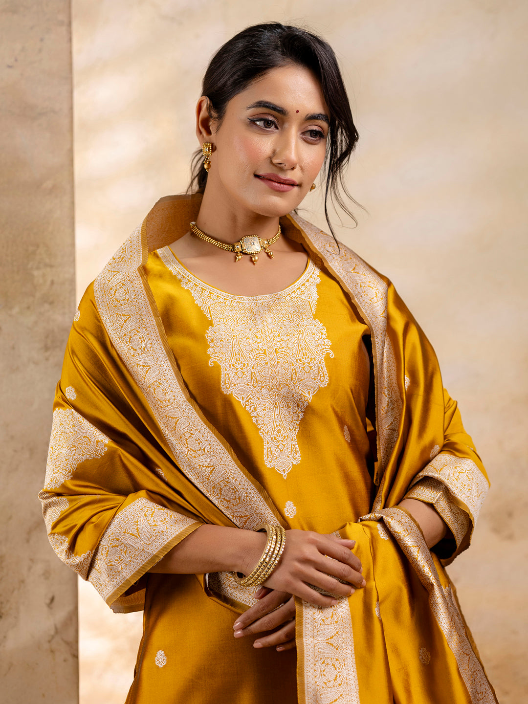 Sofia Women's Embroidered Cotton Blend Kurta Pant Sets with Dupatta