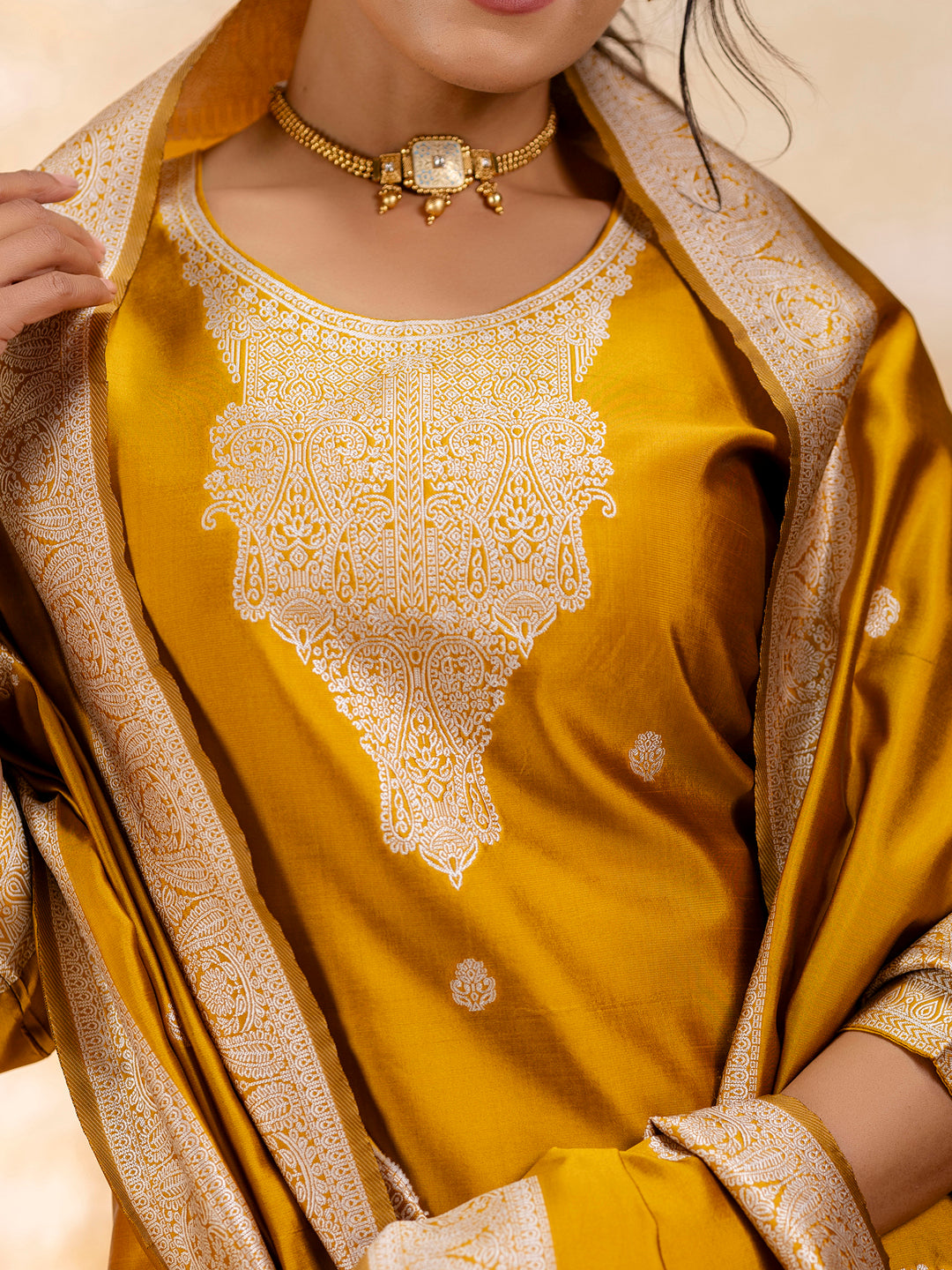 Sofia Women's Embroidered Cotton Blend Kurta Pant Sets with Dupatta