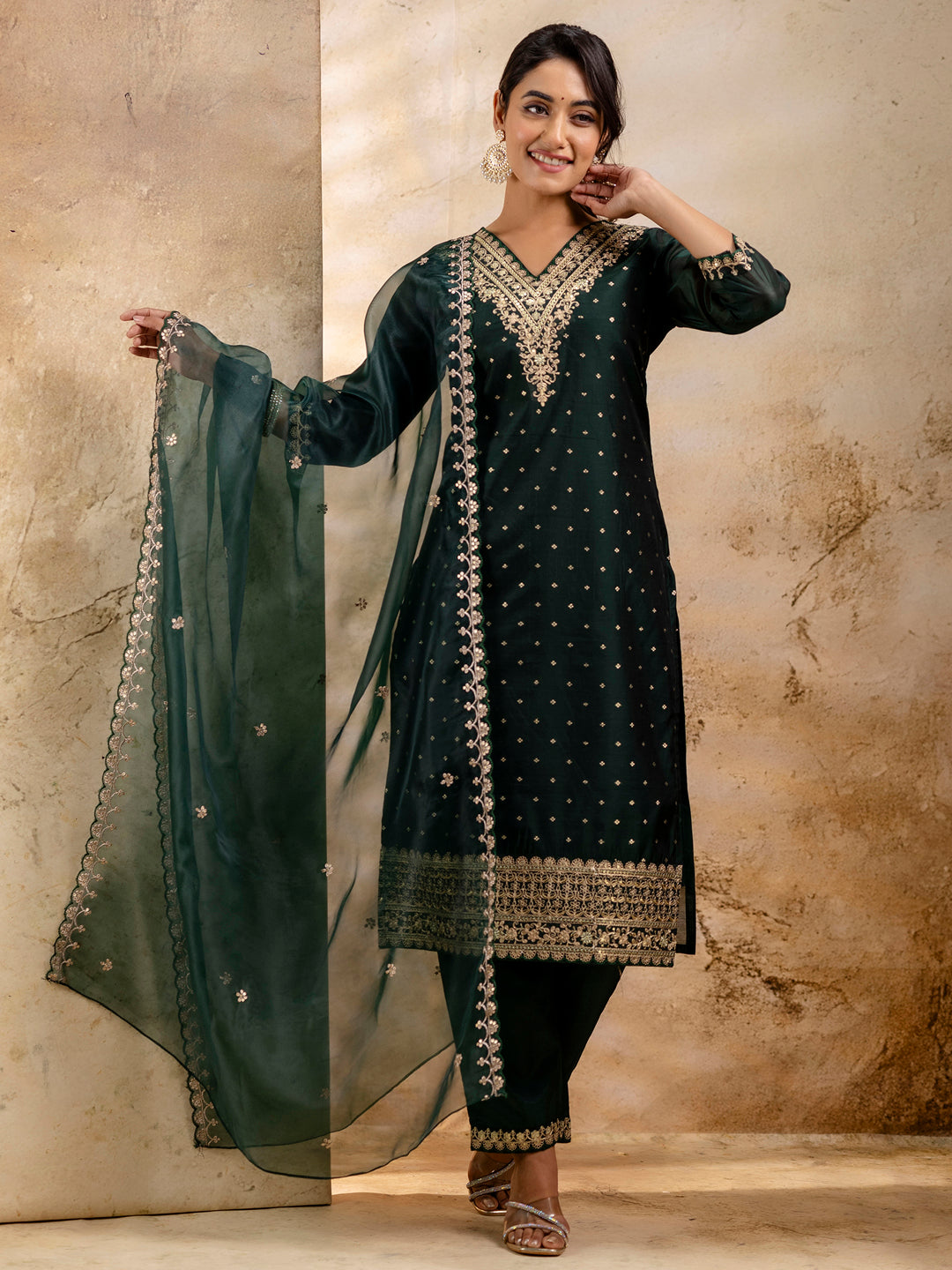 Arina Women Kurta and Pant Sets Chanderi Silk Blend