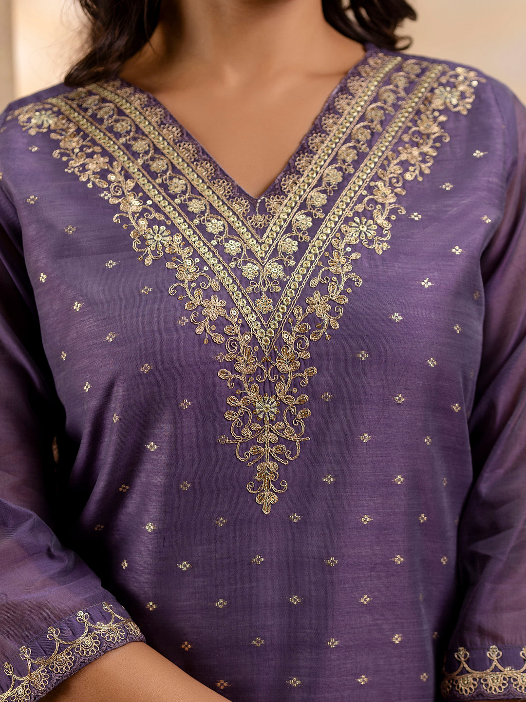 Sanjana Women Kurta and Pant Sets Chanderi Silk Blend