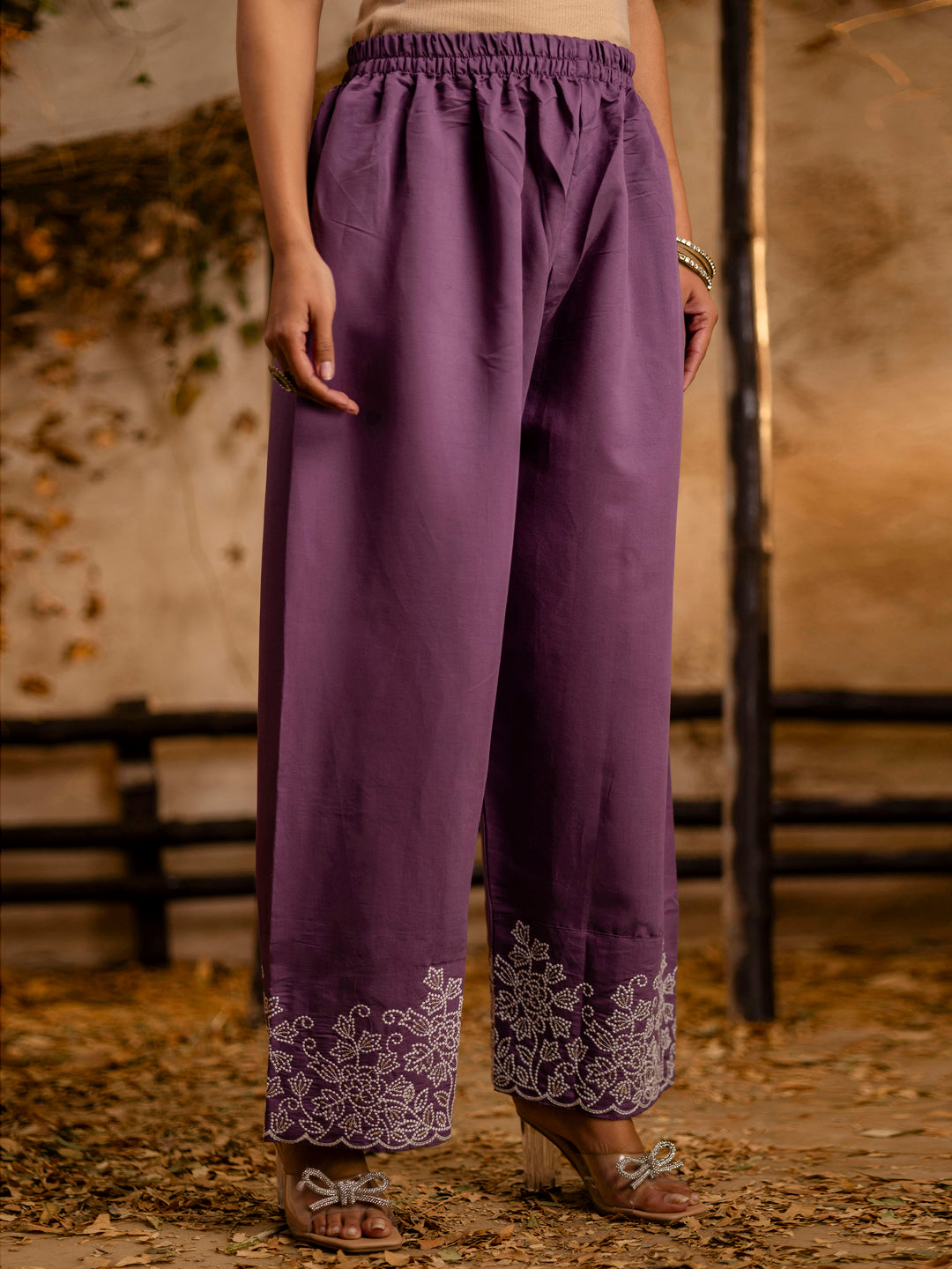 Iravya  Women's Embroidered Silk Blend Calf Length Straight Kurta Trouser with Dupatta Set