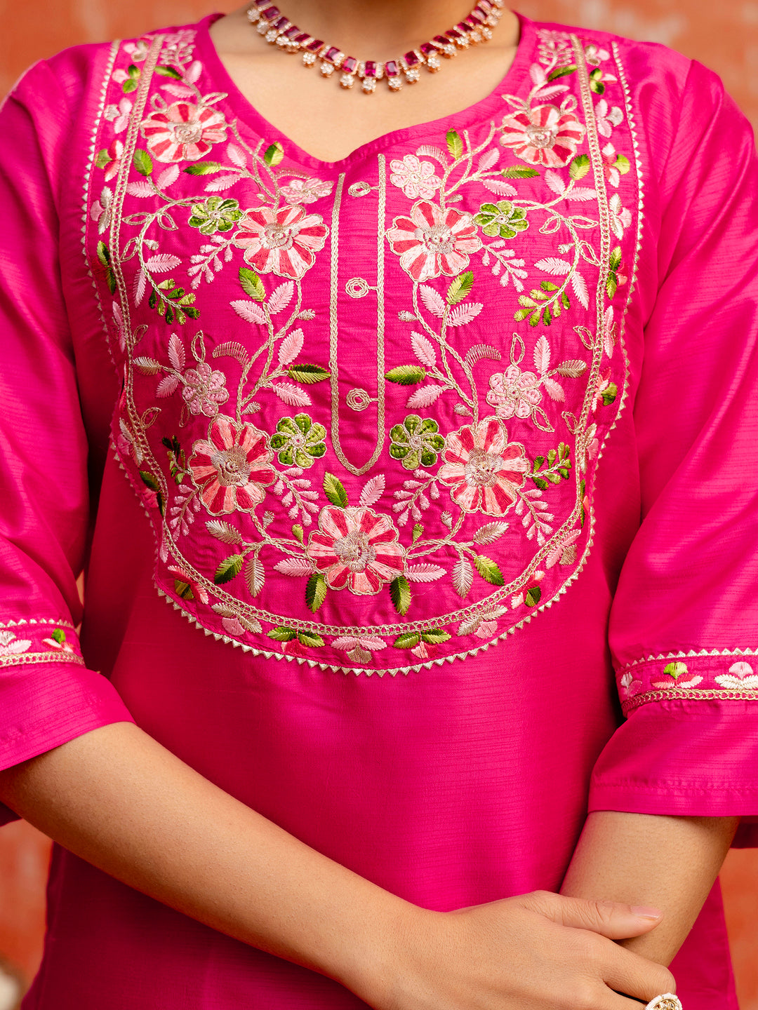 Malini Women Silk Blend Kurta Pant Dupatta Set