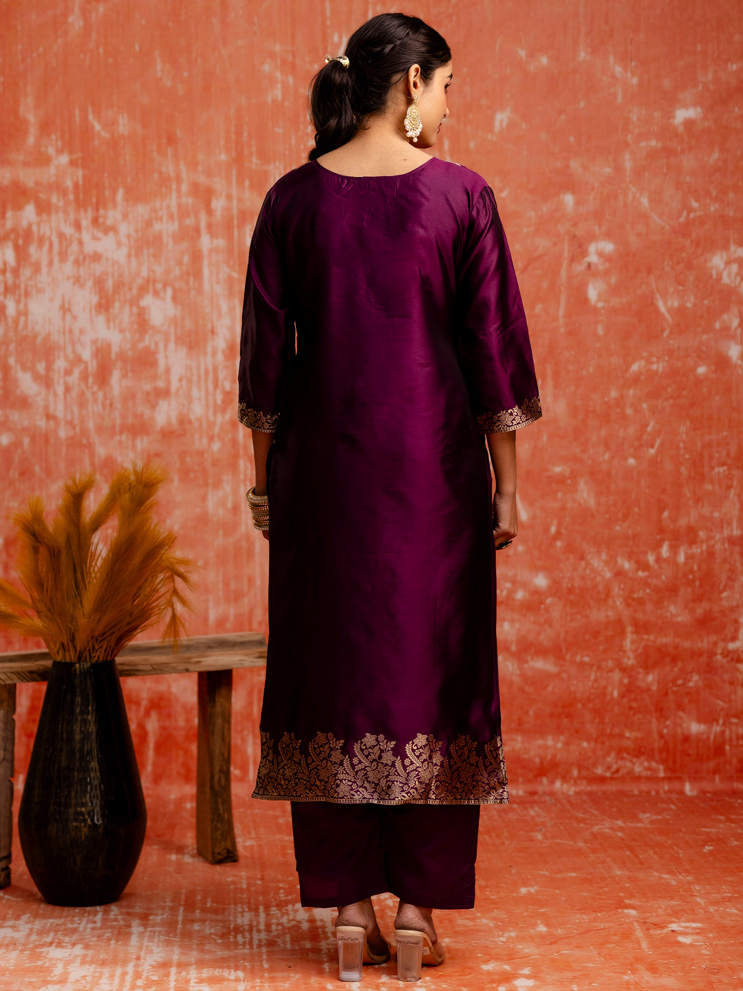 Malini Women Silk Blend Kurta Pant Dupatta Set