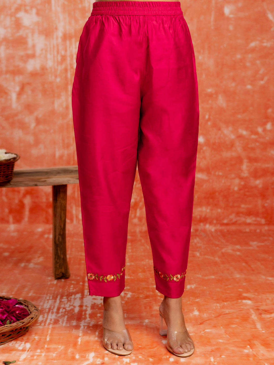 Disha Viscose Rayon Embroidered Kurta Pant Set with Organza Dupatta Modern and Traditional Blend Ethnic Wear Set
