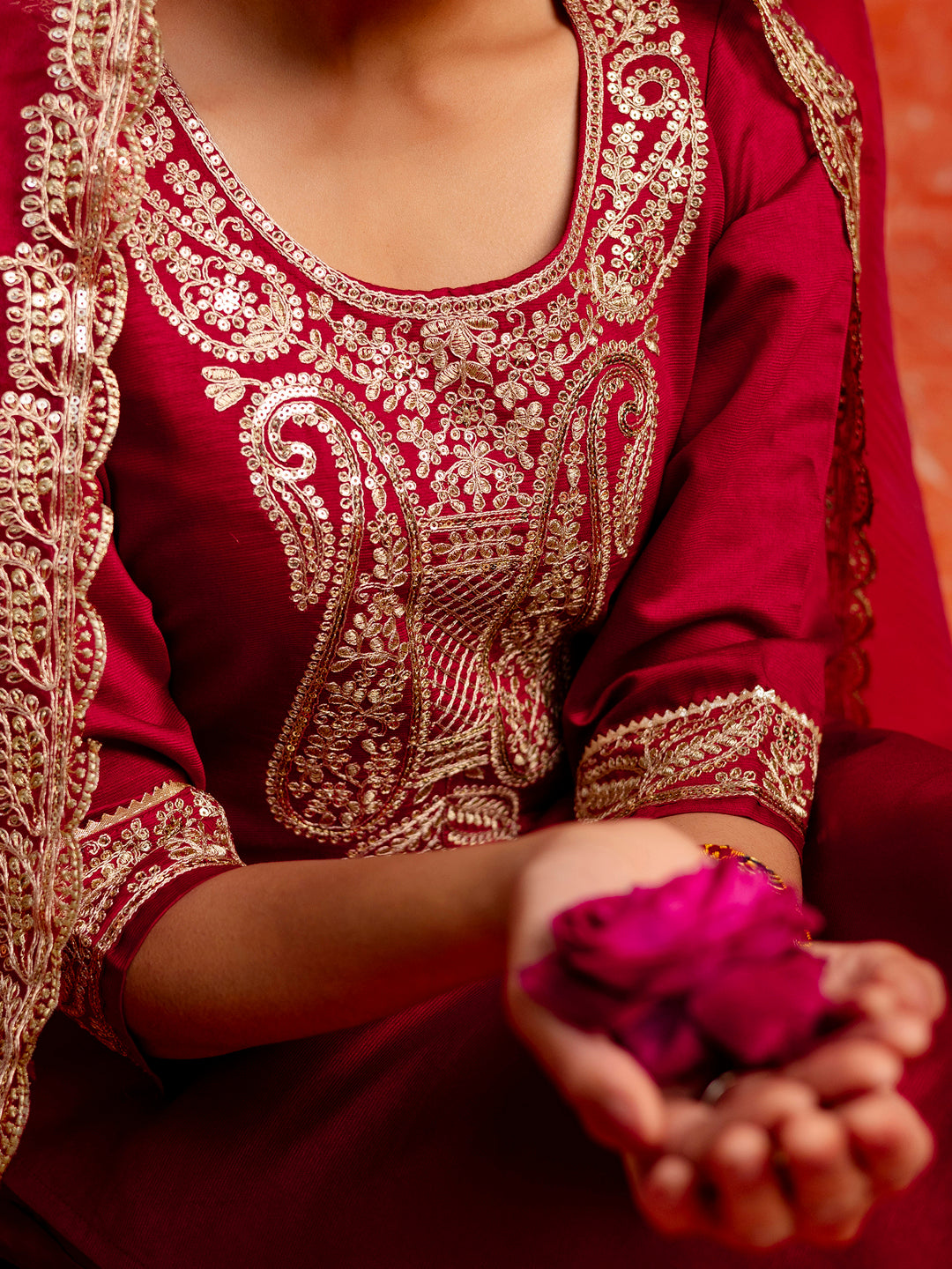 Gopika Women Silk Blend Kurta Pant Dupatta Set