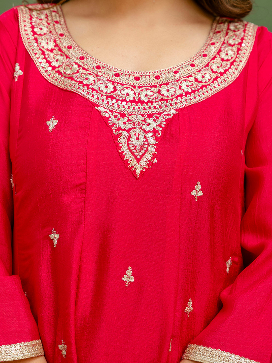 Charmi Women Anarkali Kurta and Pant Dupatta Sets Silk Blend Fabrics with Embroidery
